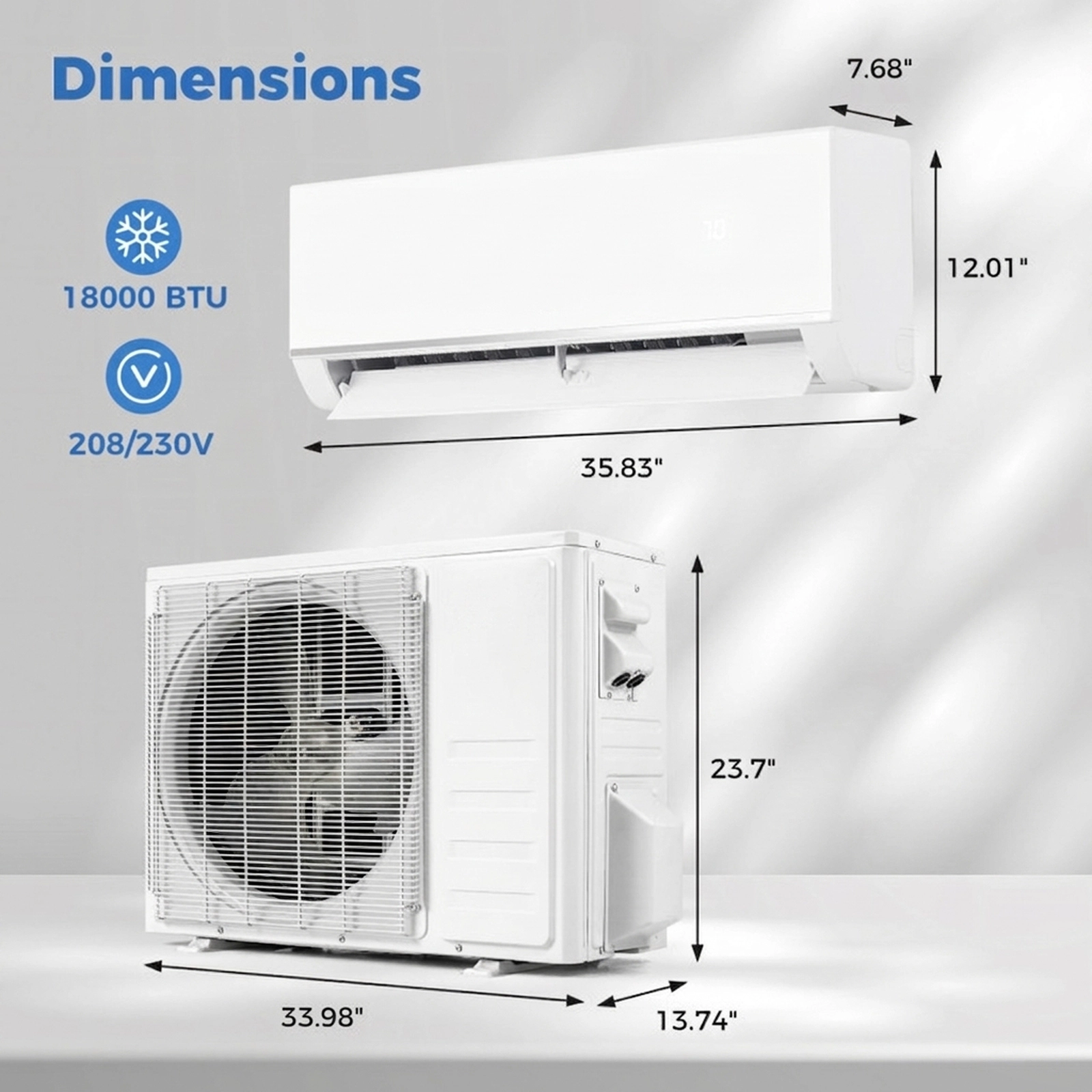 SUGIFT 18000-BTU 20-SEER2 208-230V 1000-sq ft WiFi Ductless Mini Split Air Conditioner with Heat Pump