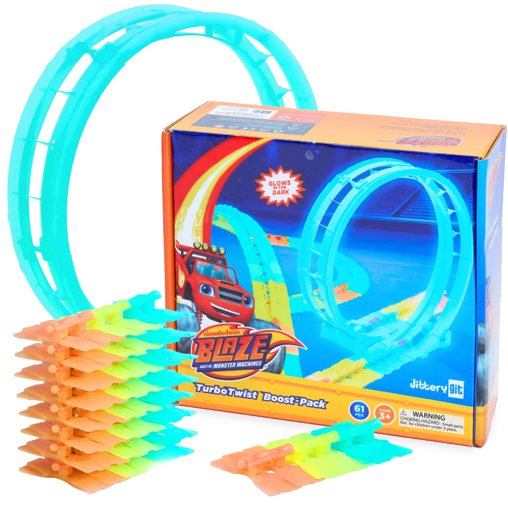 Nickelodeon Blaze Kids TurboTwist Glow Track & Loop Expansion Pack - 7 Pieces