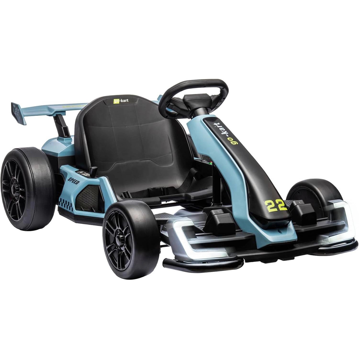 24V Kids Electric Go-Kart with Drift & Sport Modes, Dual 300W Motors, Length Adjustmen, Big Battery, EVA Tires