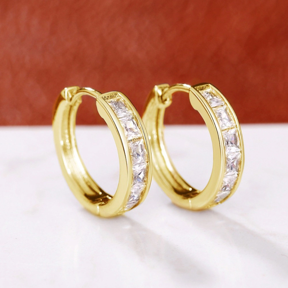Fashion Princess Square Cubic Zirconia Hoop Earrings for Women