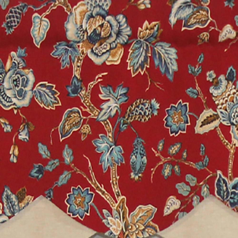 RLF Home Gianna Petticoat Valance Red. 3"Rod Pocket, Contrast Bottom fabric. 50"W x 15"L
