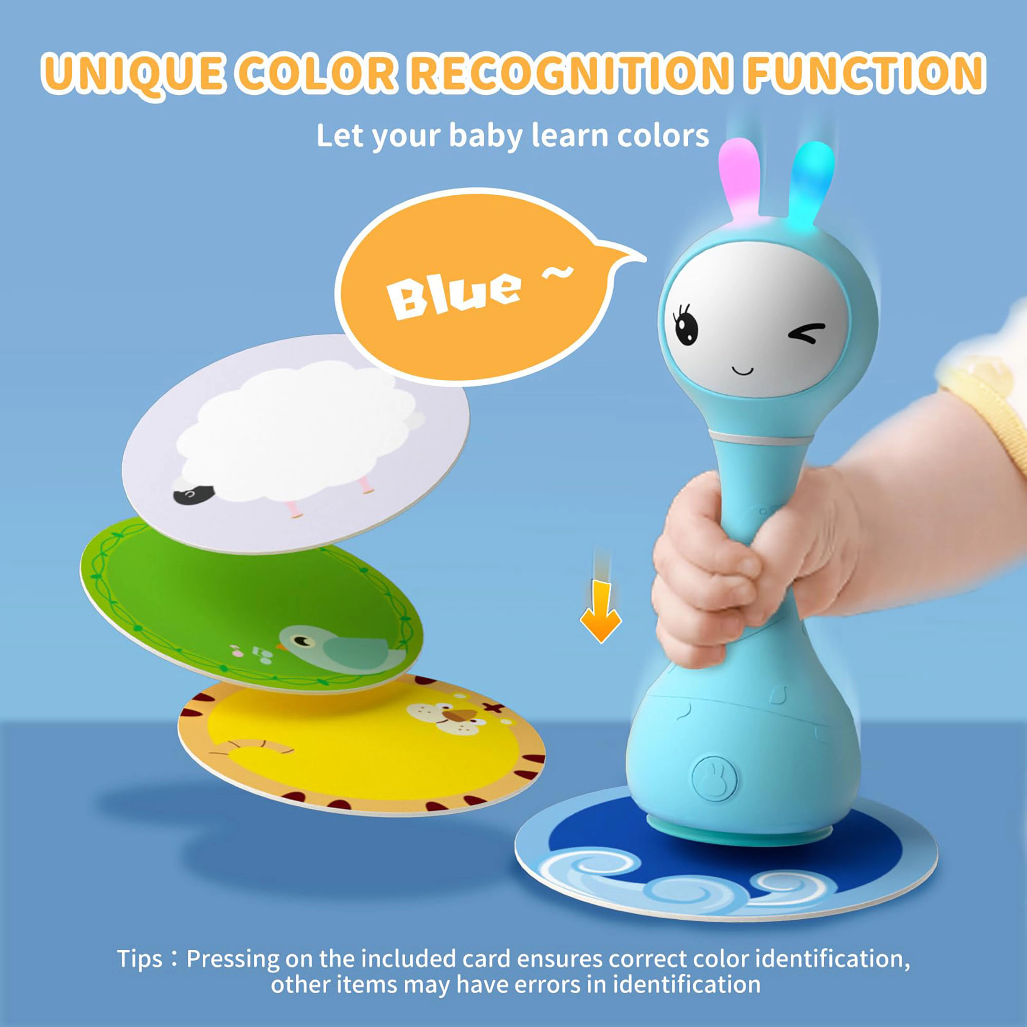 Alilo Smarty Bunny Interactive Baby Rattle with Color Recognition, Music, Lights & Teething Ears