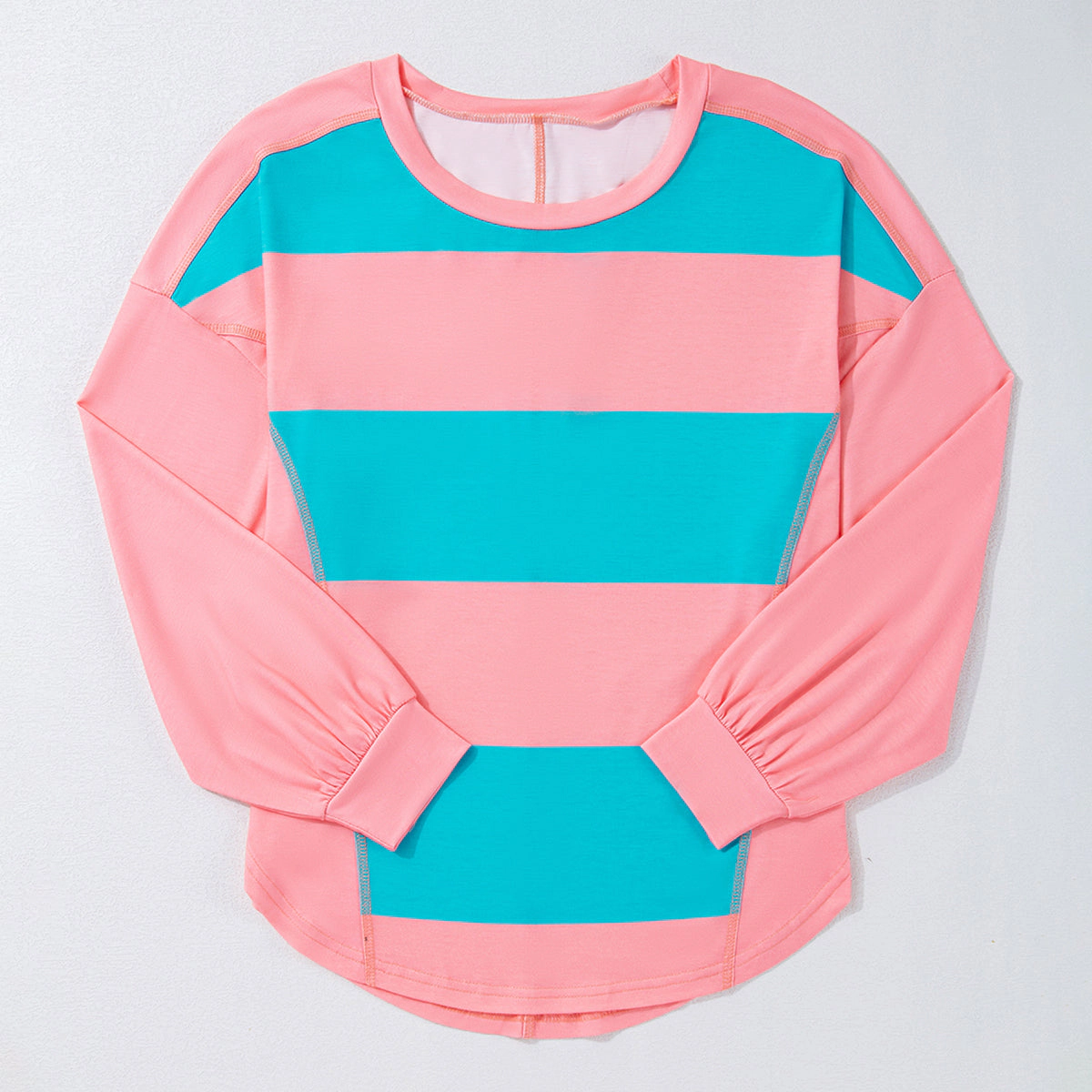 Sol Living Womens Colorblock Striped Drop Shoulder Loose Top