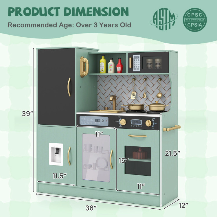 Hivvago Pretend Play Kitchen with Utensils for Kids Aged 3+