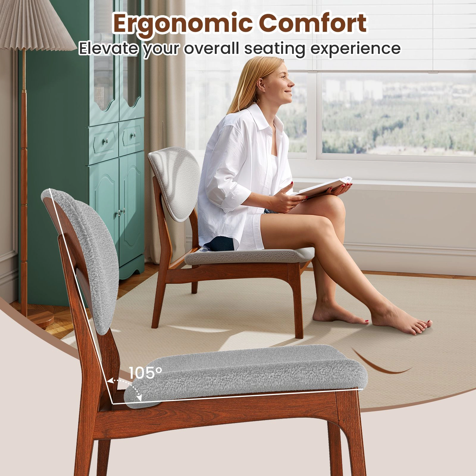 SlickBlue Unisex Set of 2 Velvet Accent Chairs with Side Table