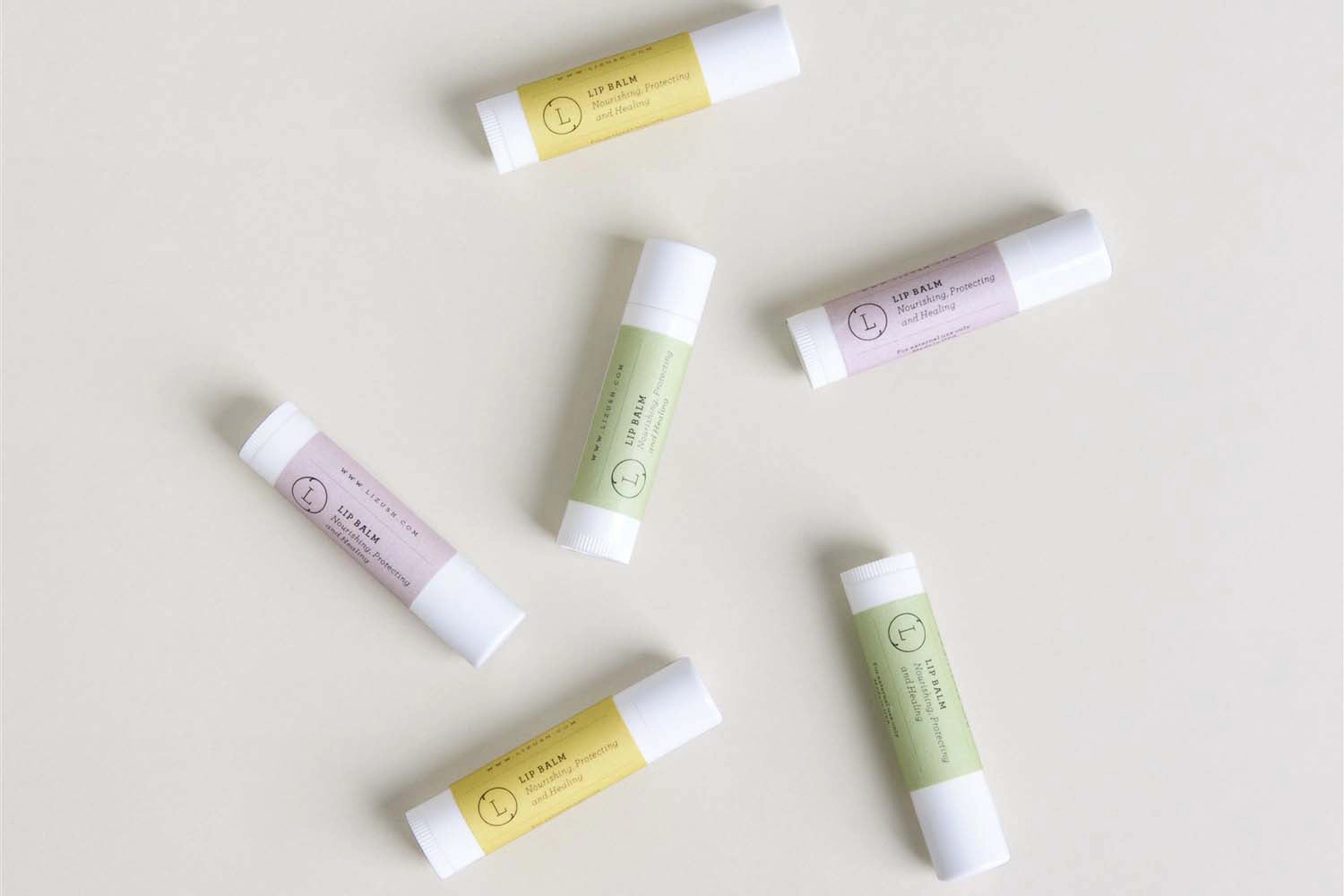 Lizush Lip Balm Set of 3 Natural Unscented Lip Balms