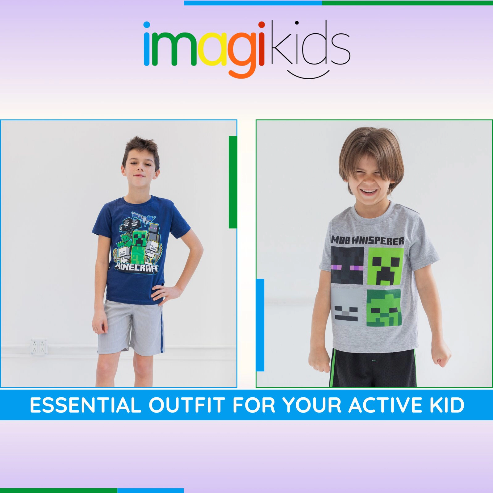 Minecraft Creeper Boys' Athletic 2-Piece T-Shirt and Shorts Set