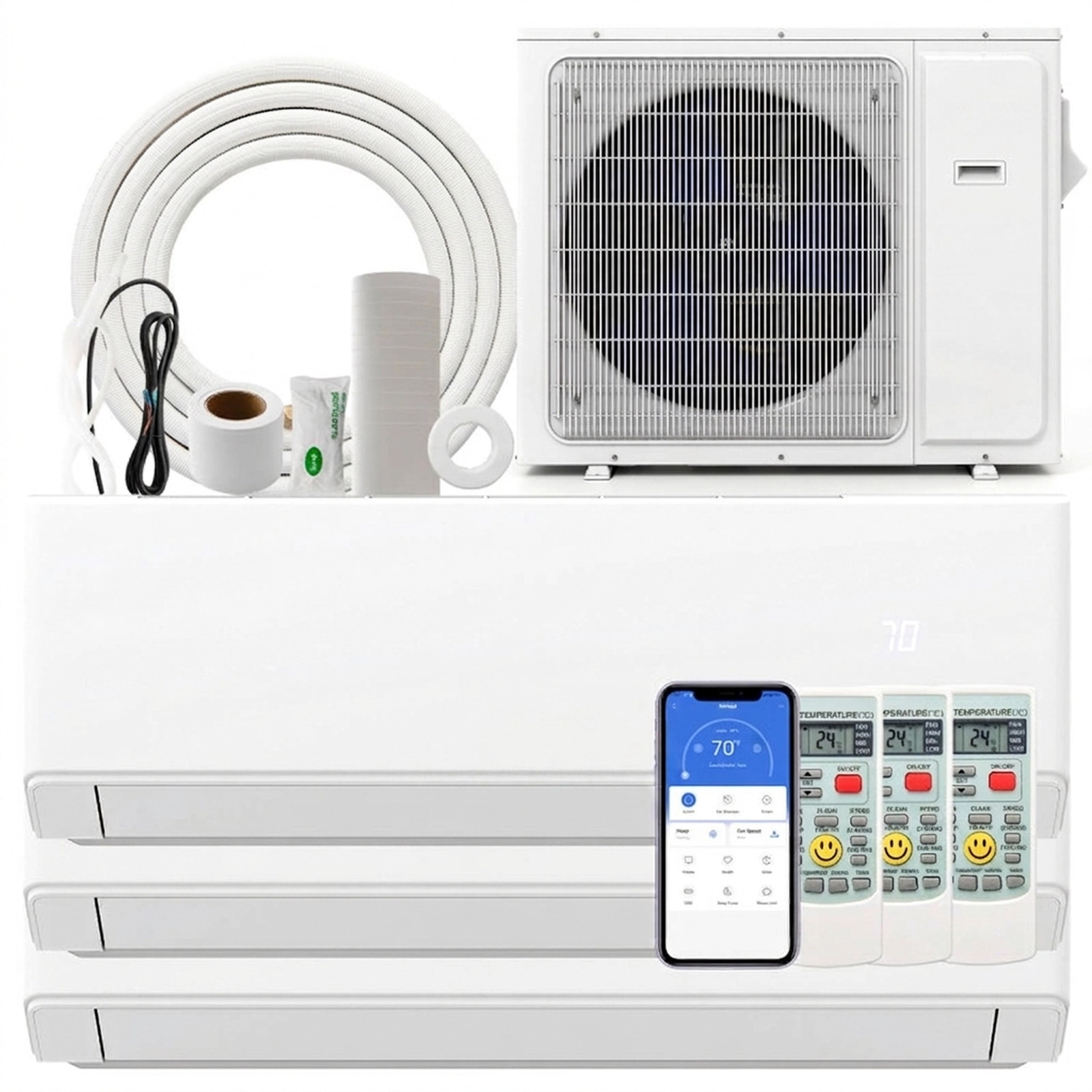 SUGIFT 24000-BTU 3-Zone 23-SEER2 208-230V WiFi Ductless Mini Split Air Conditioner Heat Pump 7K + 7K + 12K