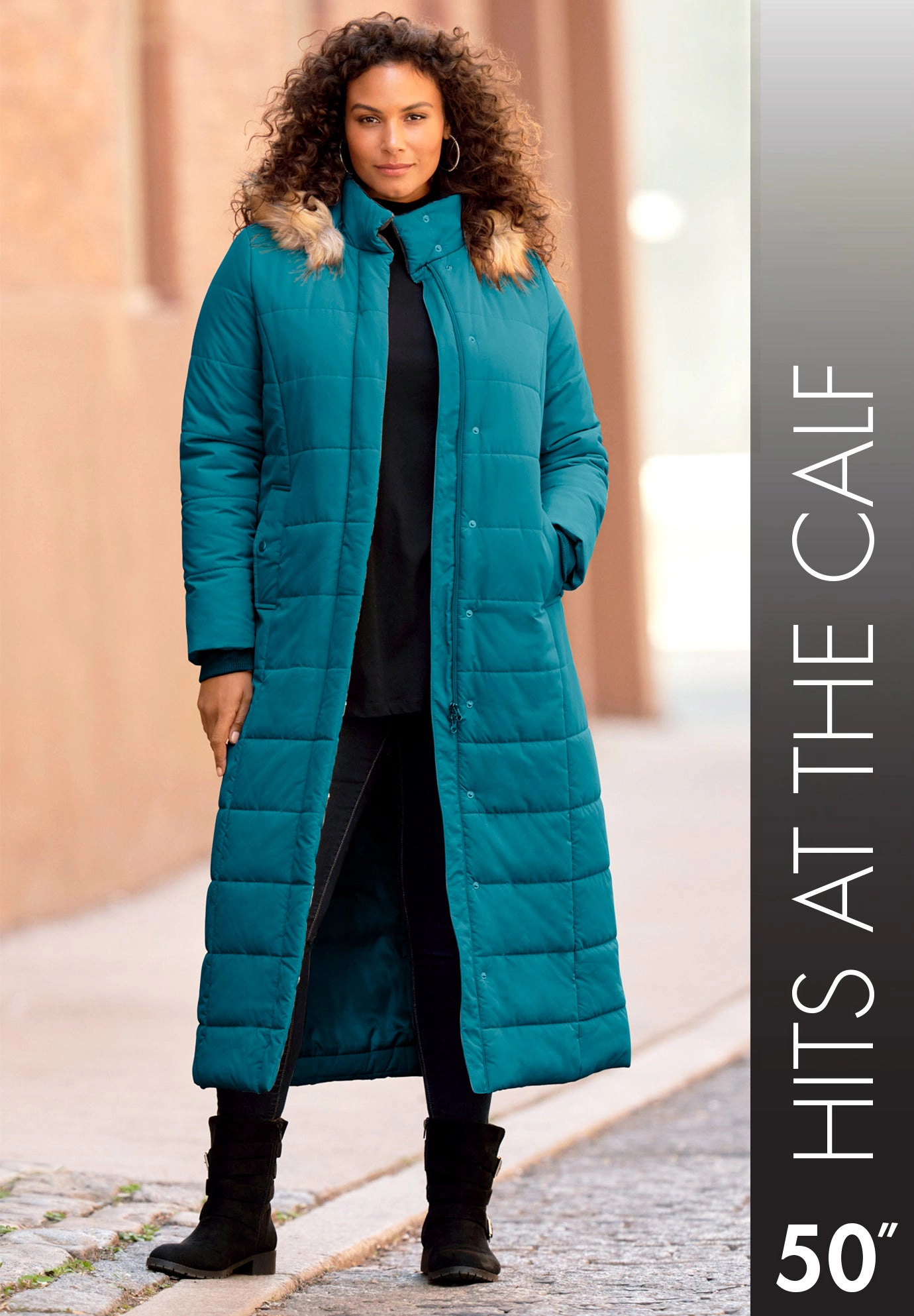 Roaman's Women's Plus Maxi Length Puffer Coat