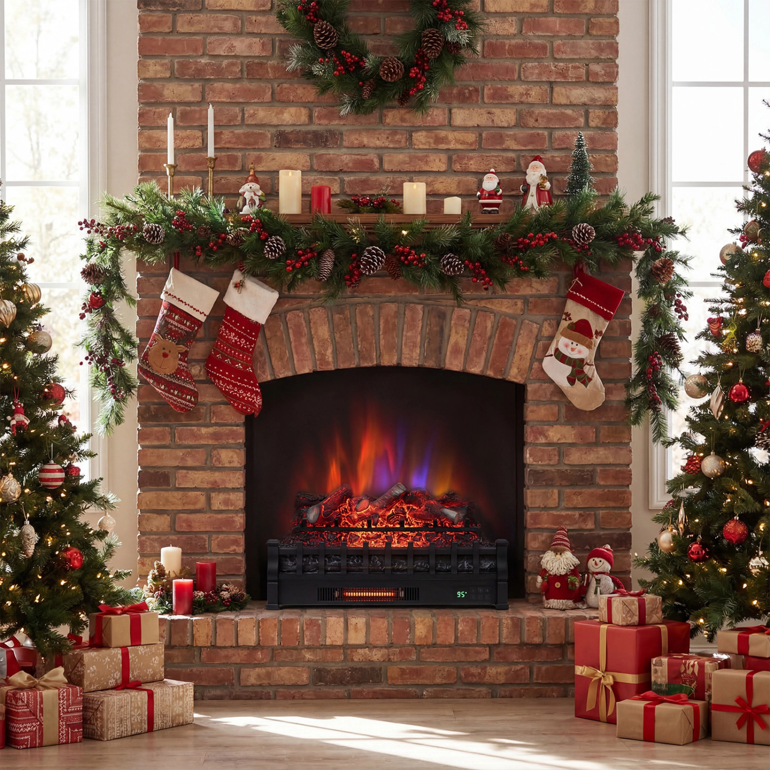 SlickBlue 1500W Infrared Electric Fireplace Logs with Smart Control