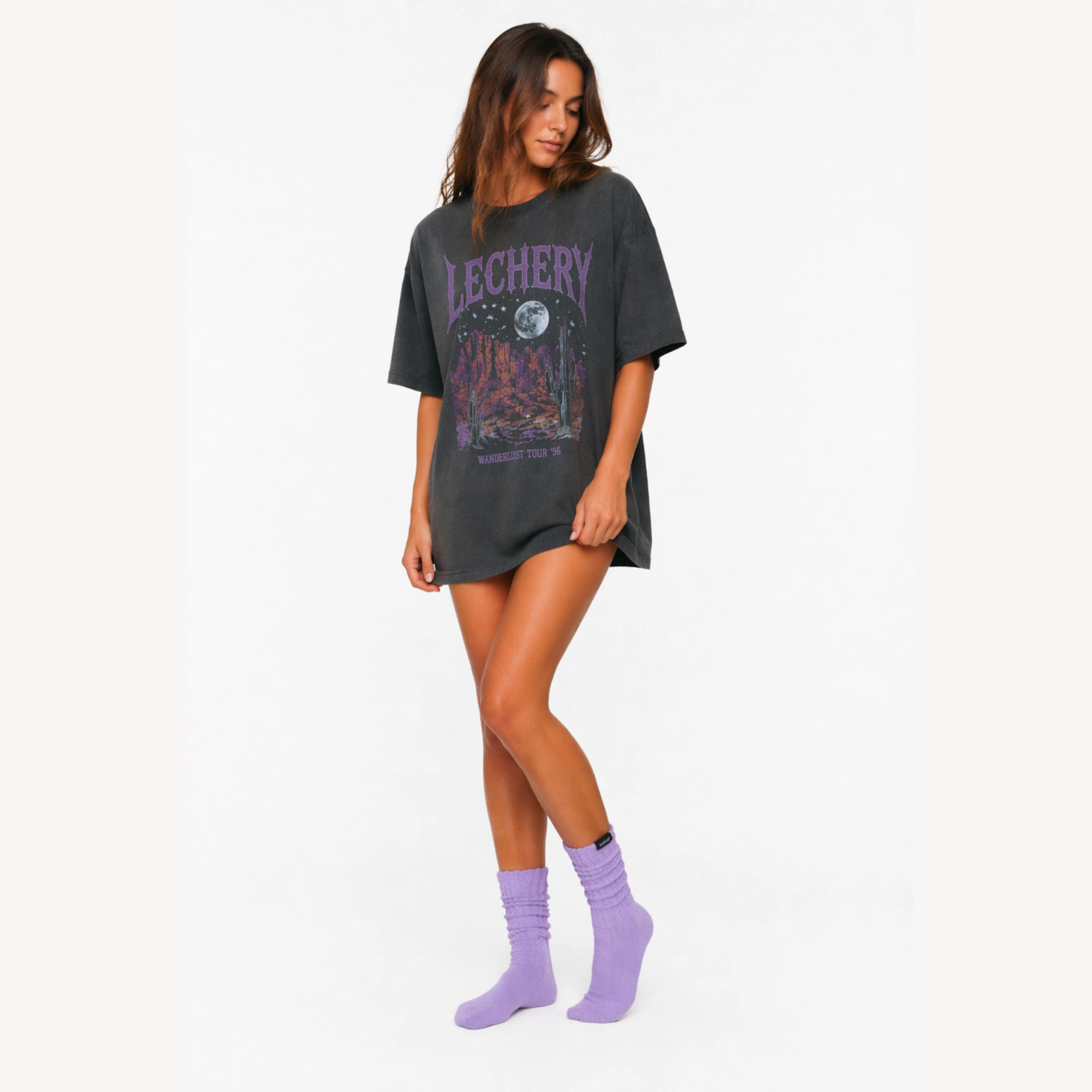 LECHERY Unisex Scrunch Socks Slouch Mid Calf Cotton Knit Retro Leg Warmer Style