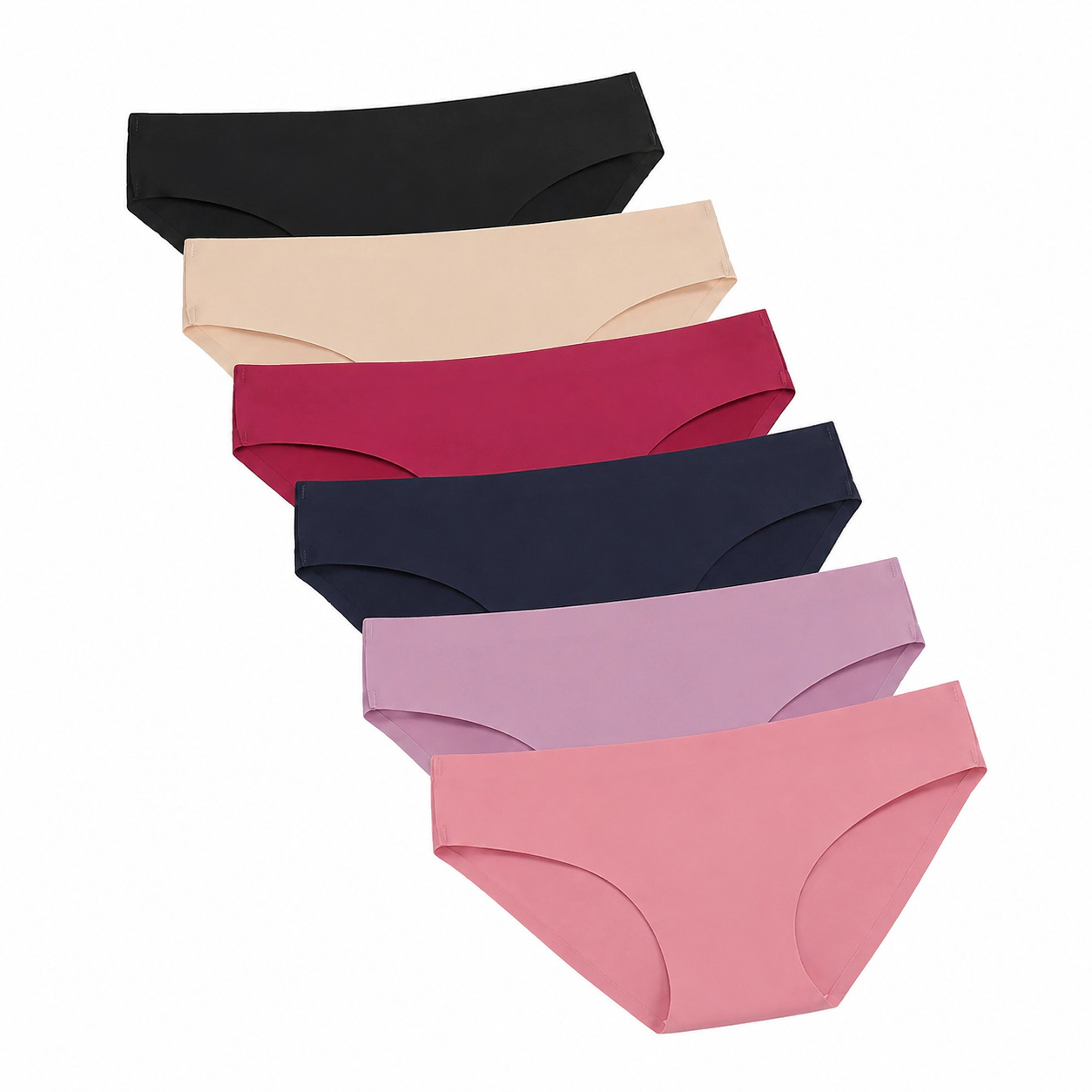 WZK Womens 6-Pack Seamless Low Rise Bikini Soft Stretchy Tagless Underwear