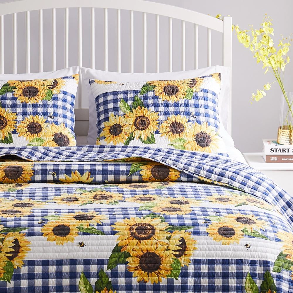 Greenland Home Fashions Barefoot Bungalow Sunflower Pillow Sham - Standard 20" x 26", Gold
