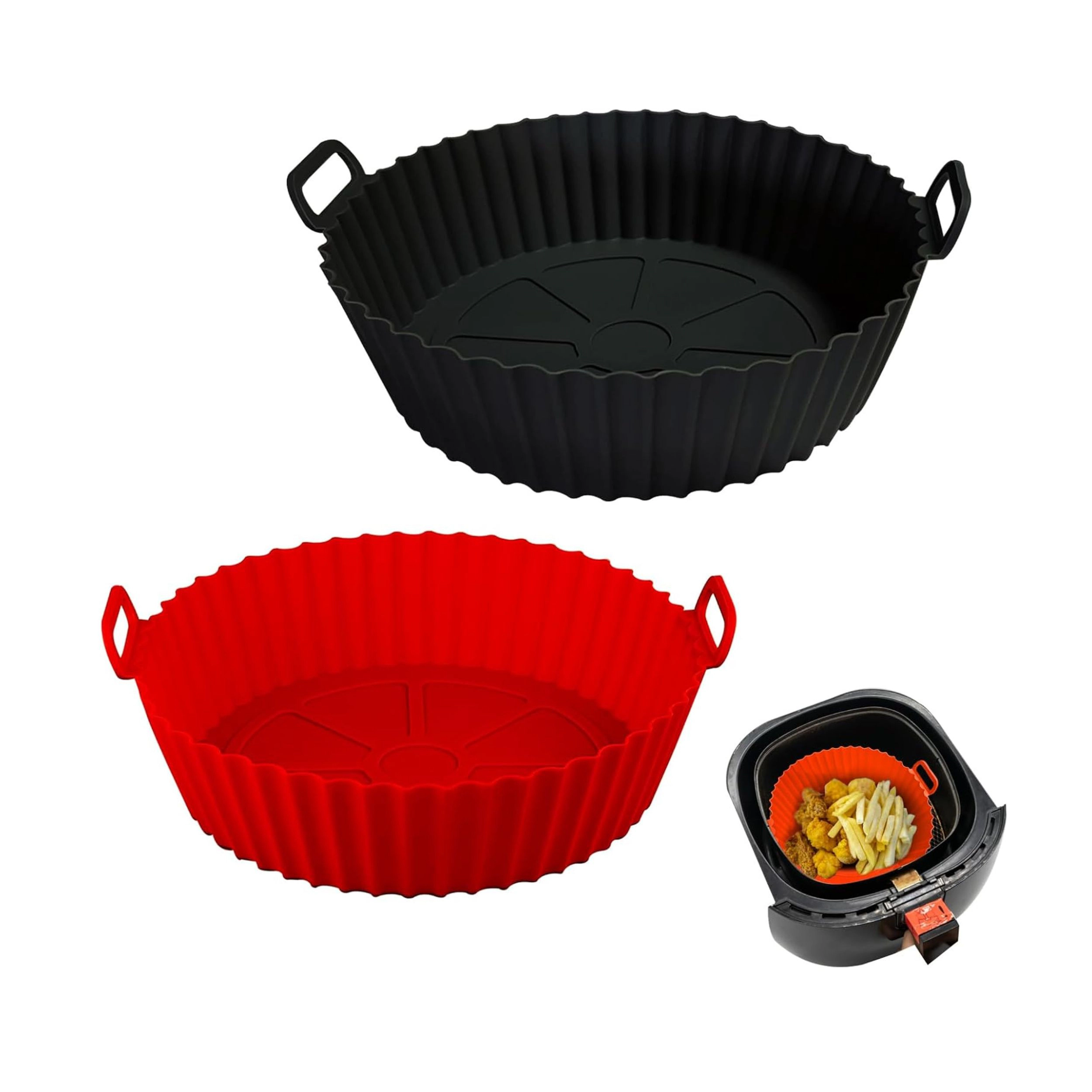 Stock Preferred Pack of 2 Silicone Air Fryer Liners Baking Pots for 3 to 5 Qt Air Fryers 8 Inch