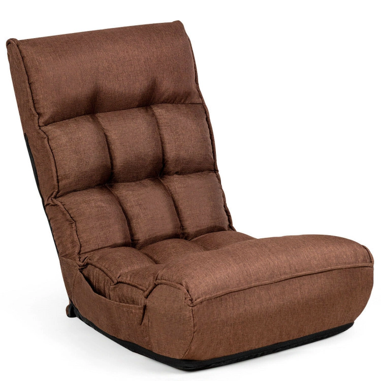 Hivvago 4-Position Adjustable Floor Chair Folding Lazy Sofa With Side Pocket