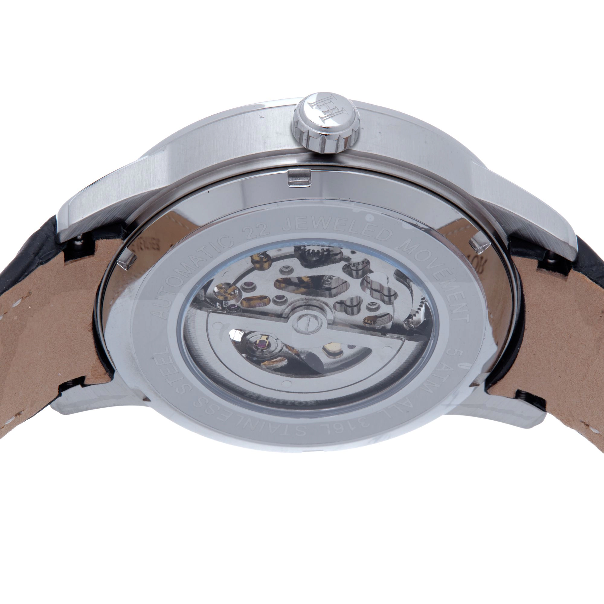 Heritor Automatic Davies Semi-Skeleton Leather-Band Watch
