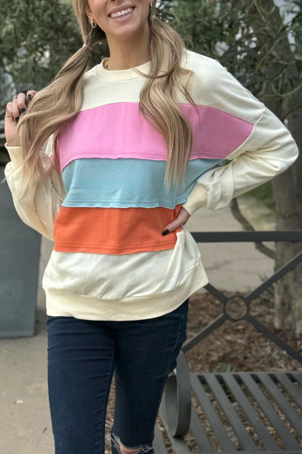 Threaded Pear Women's Leilani Patchwork Sweatshirt