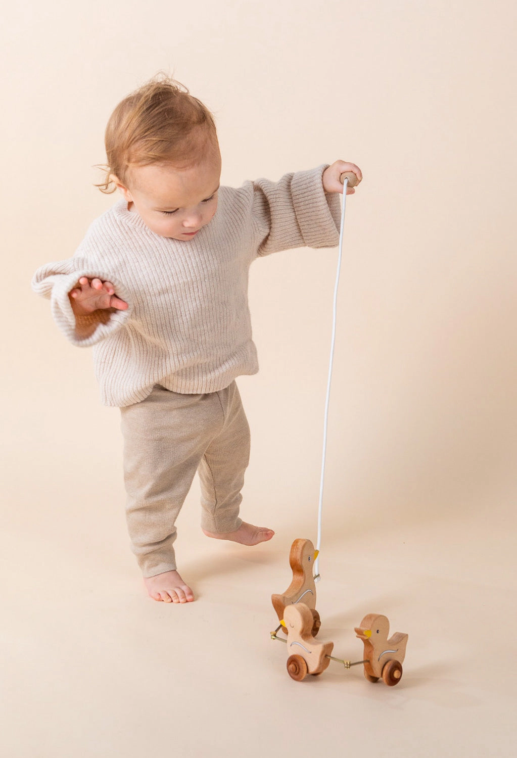 3 Bears Wooden Pull Toy - Maple Wood - Made in USA