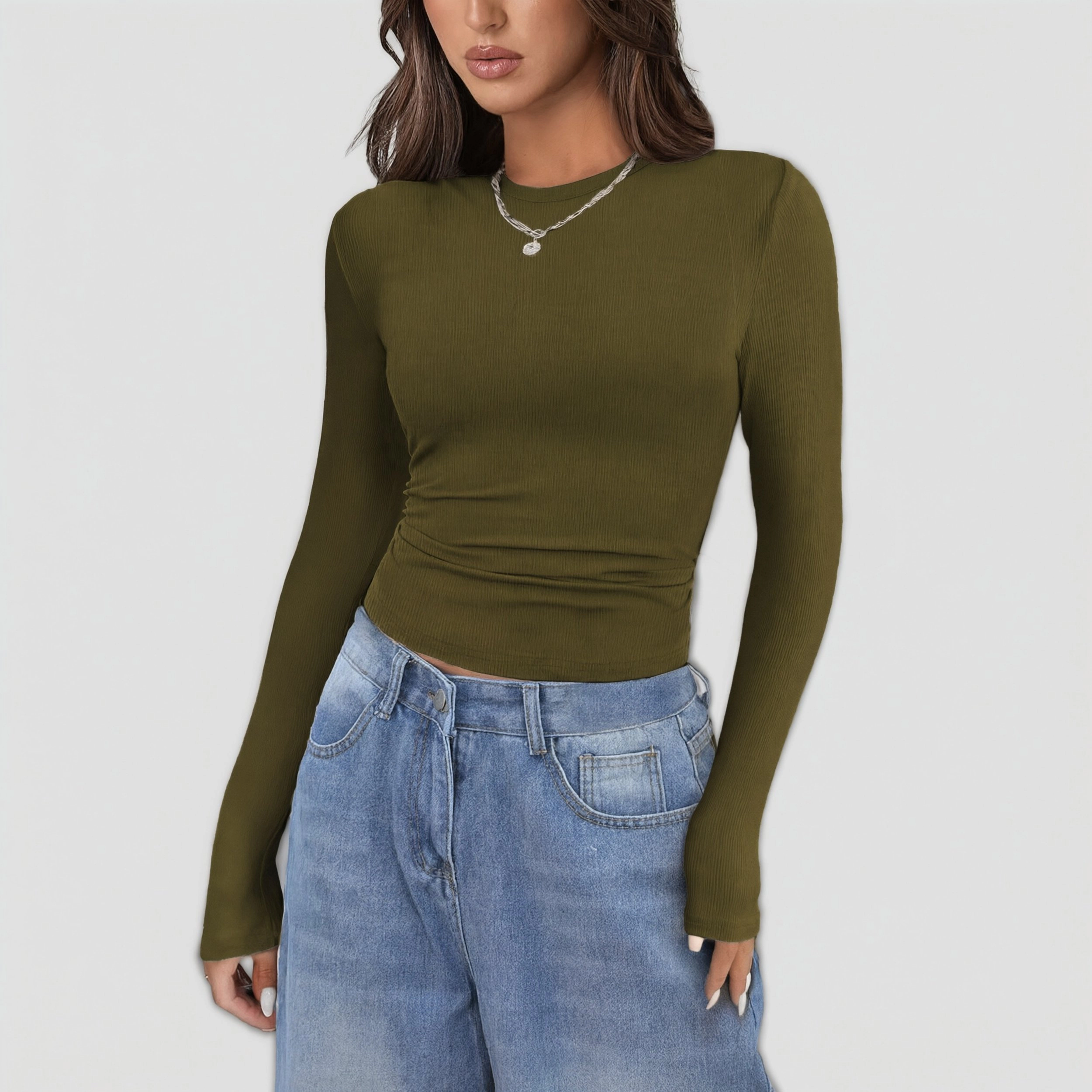 Zeagoo Women Ribbed Long Sleeve T Shirt