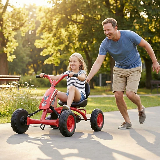 SUGIFT 4-Wheel Kids Go Kart with Steering Handlebars and 2-Position ...