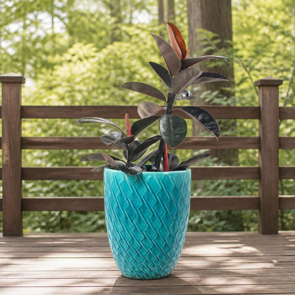 WOW PIONEER Large Tall Round Ceramic Garden Planter for Flowers Shrubs Small Trees Outdoor Decorative Use