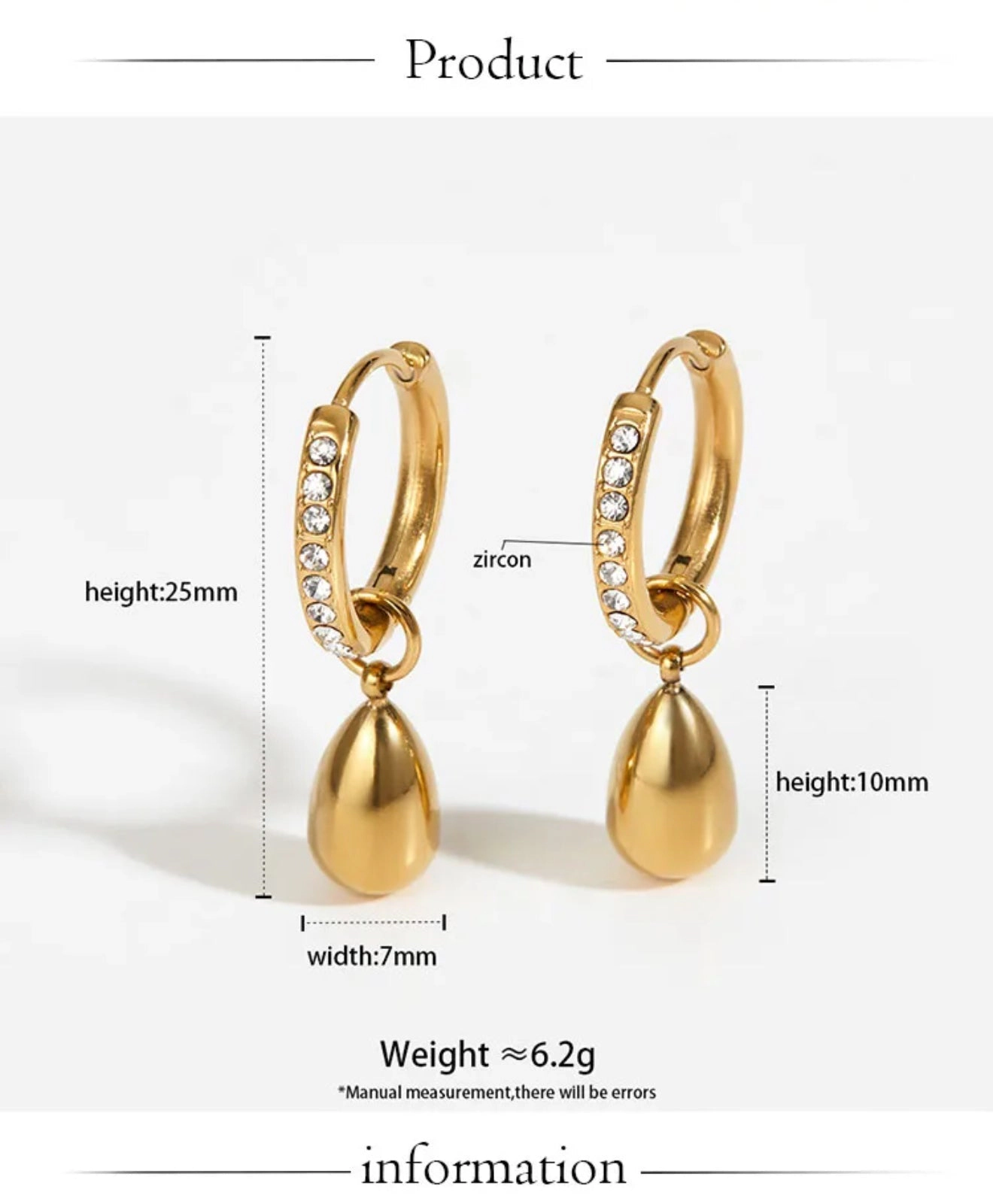 DressAtR Women's Crystal Gold Plated Drop Earrings
