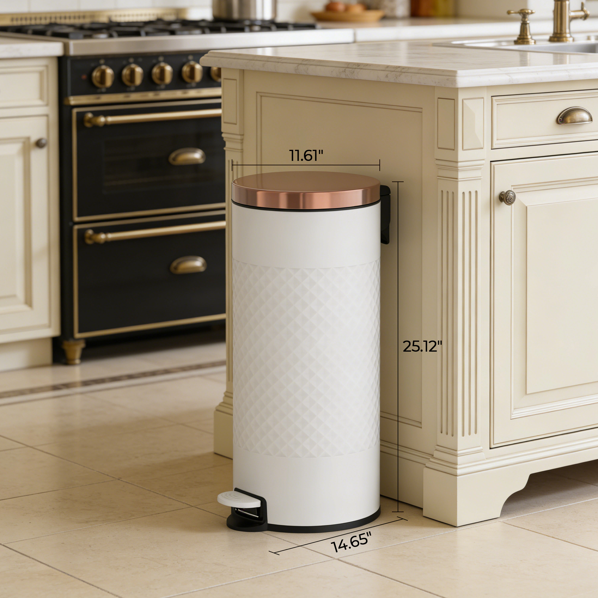 Innovaze 8 Gal./30 Liter Round Shape Step-on Trash Can with Diamond Body Design for Kitchen