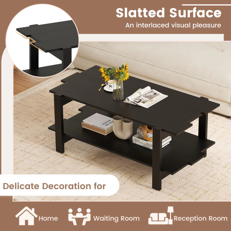 Hivvago Stylish Coffee Table with 2 Levels and Functional Storage Shelf