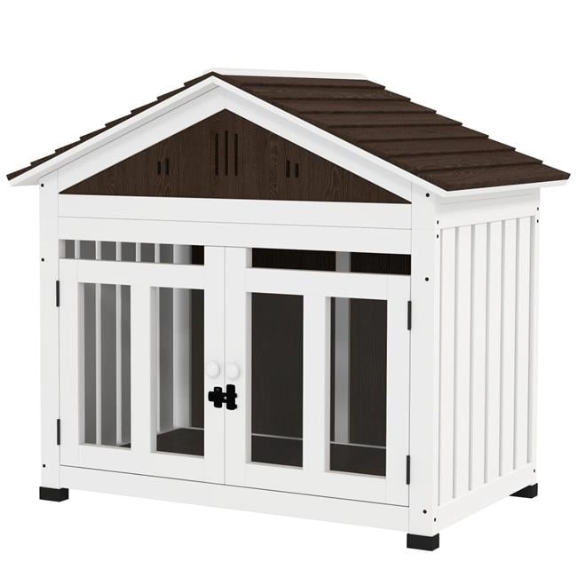 212 Main D02-206V00DR 40 in. PawHut Wooden Dog House for Small-Medium-Large Dogs, Air Vents & Removable Floor, Brown