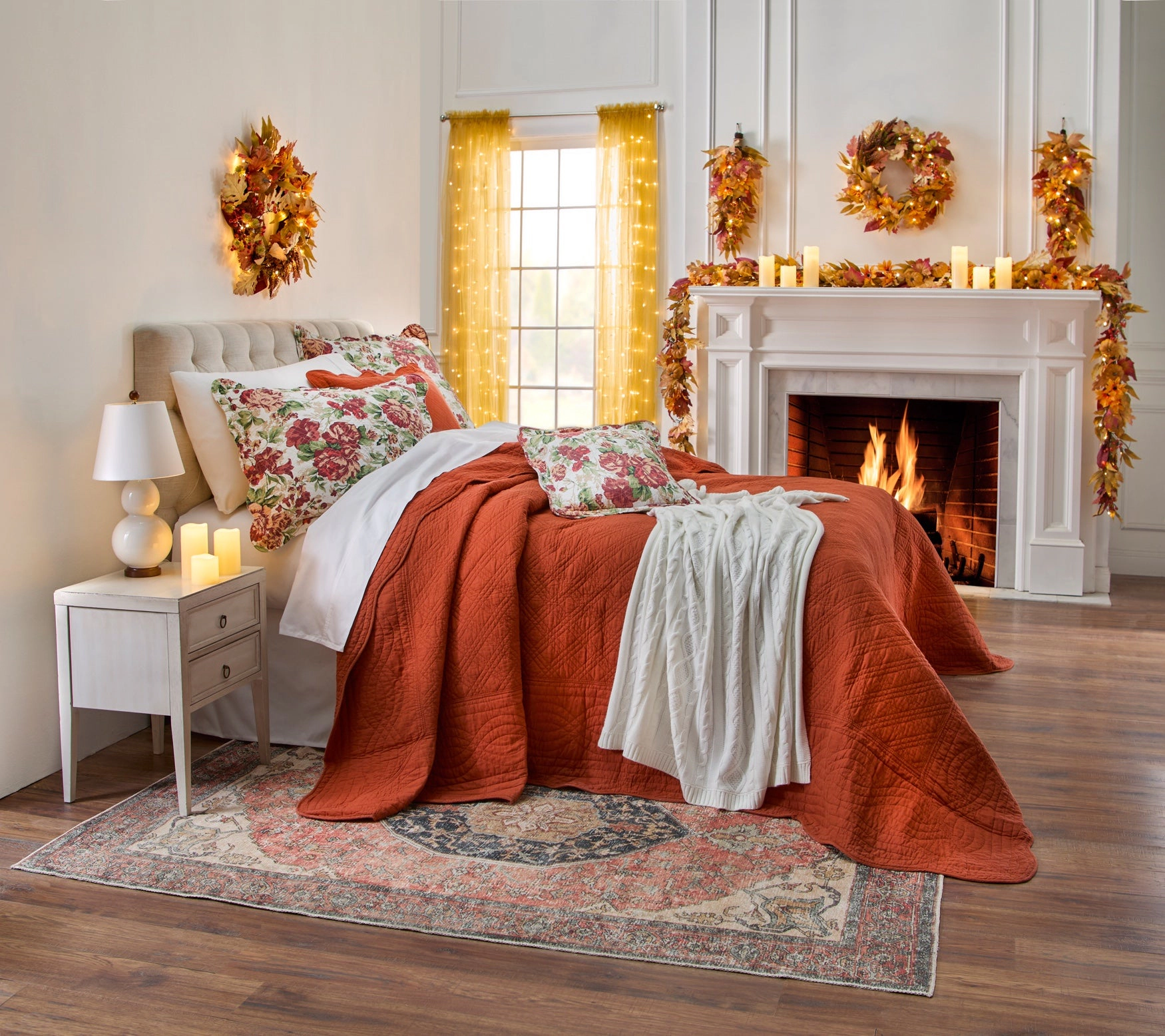 BrylaneHome  100% Cotton Florence Oversized Bedspread