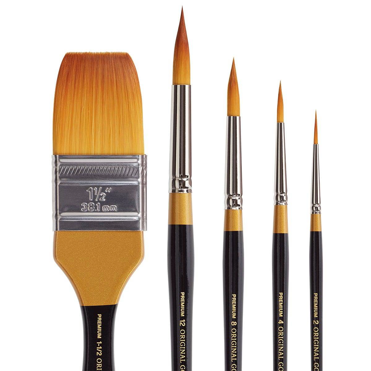 KINGART® Original Gold® Golden Taklon 5-Piece Multimedia Brush Set