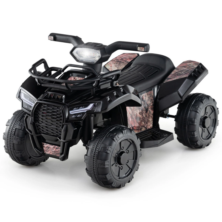 SUGIFT 6V Kids ATV Quad Electric Ride On Car with LED Light and MP3 44-lb Capacity Ages 18-36 Months Solid Black