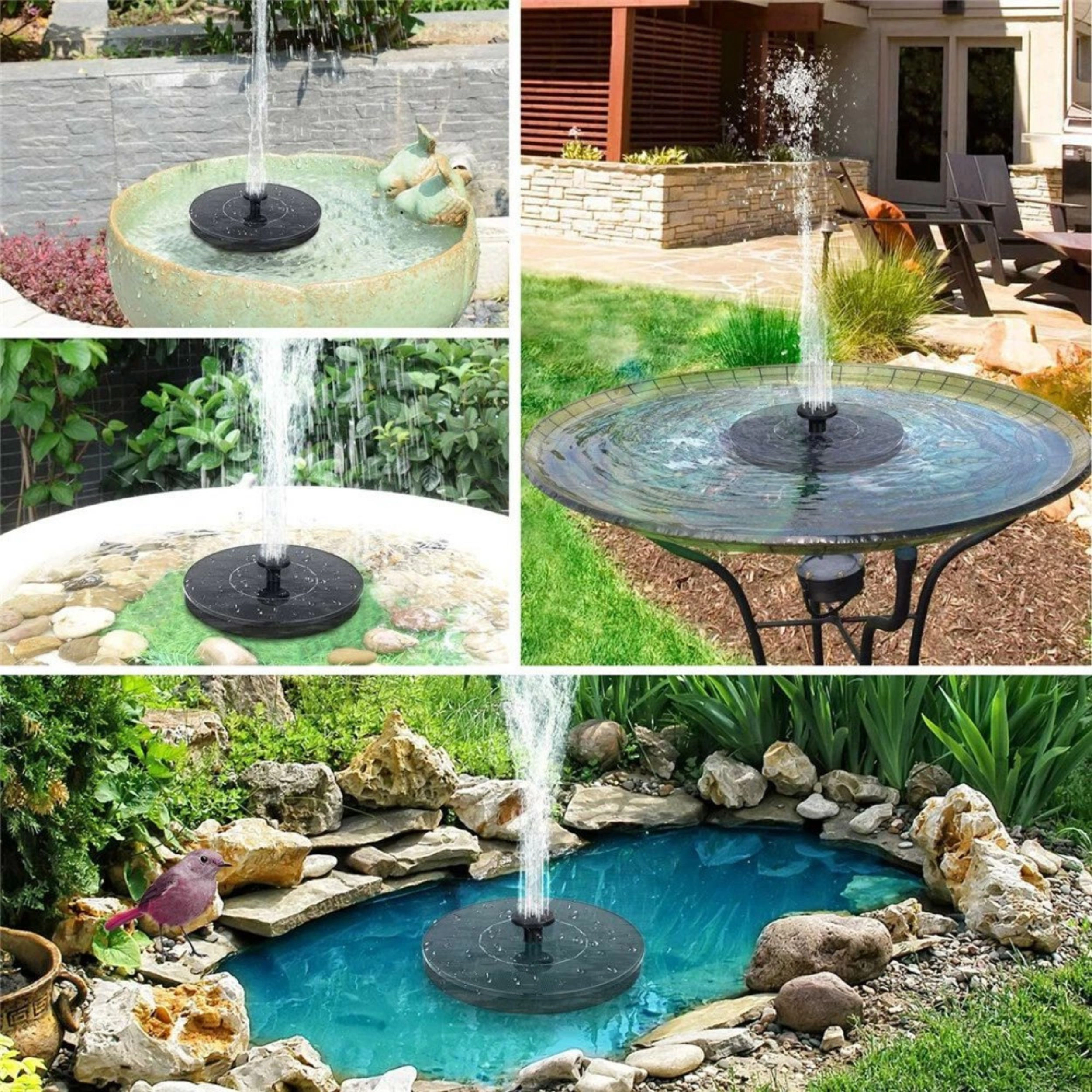 Home Collection 1.4W Solar Bird Bath Fountain Pump with 4 Nozzles