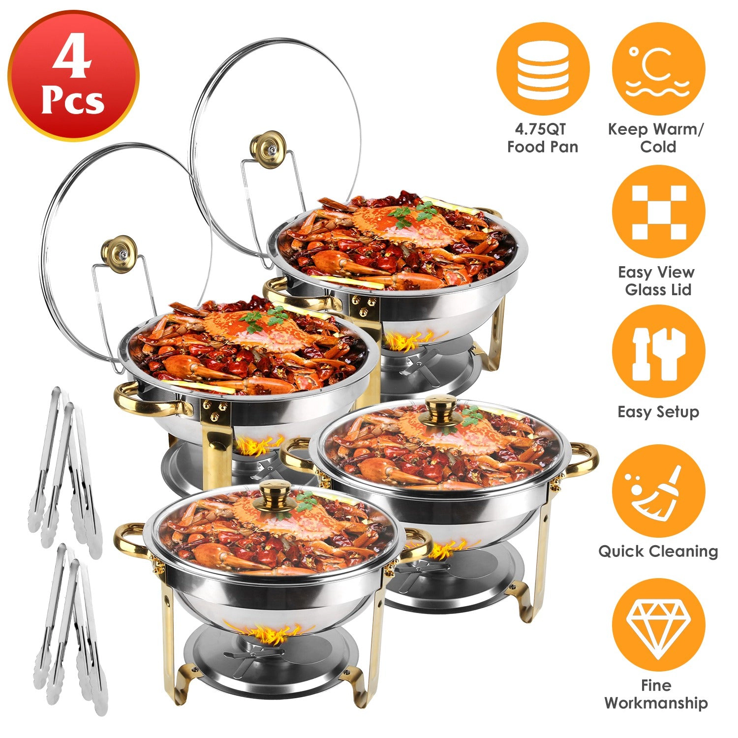 GBruno 4-Piece Round Chafing Dish Buffet Set