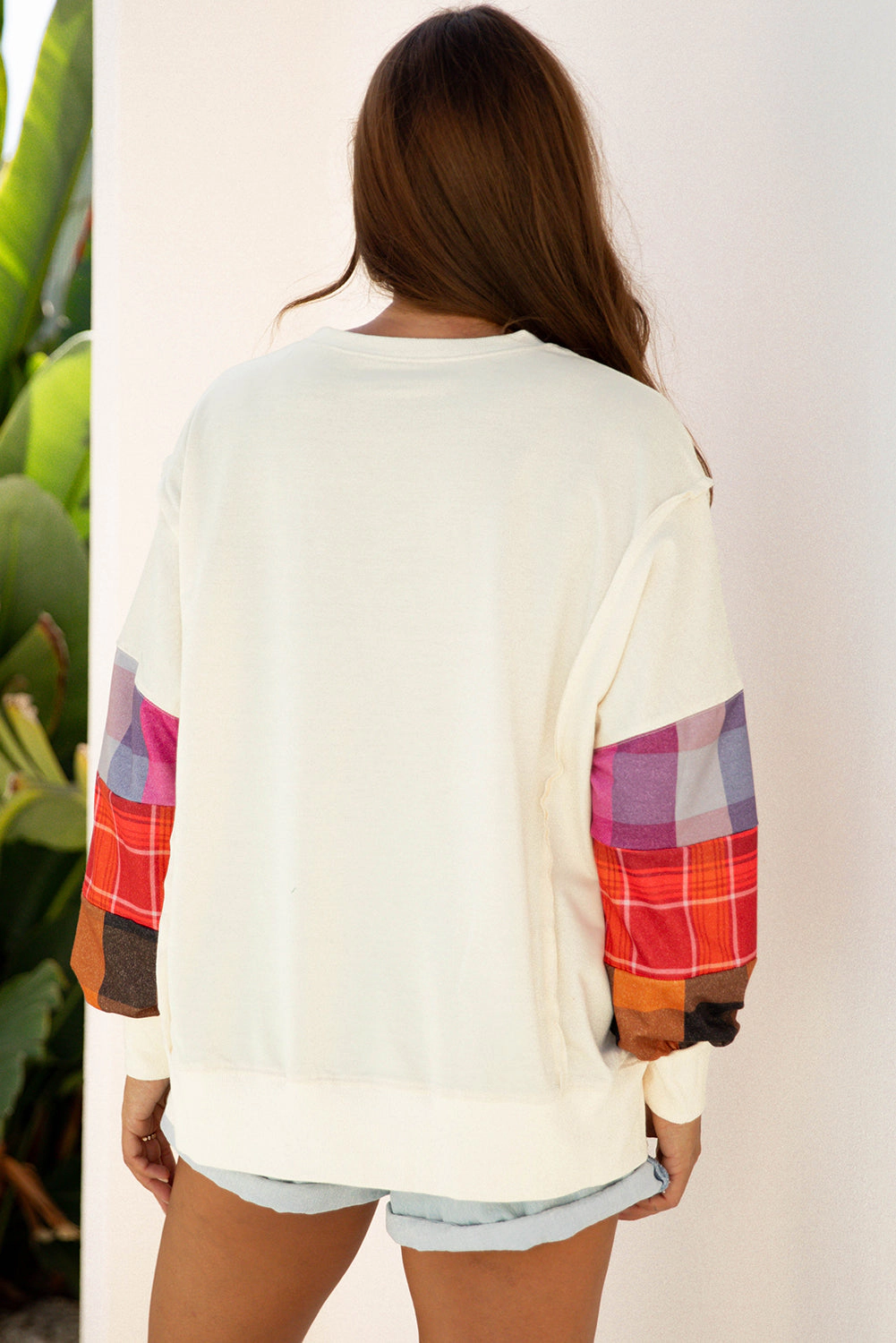 Threaded Pear Women's Anika Seam Patchwork Top Long Sleeve