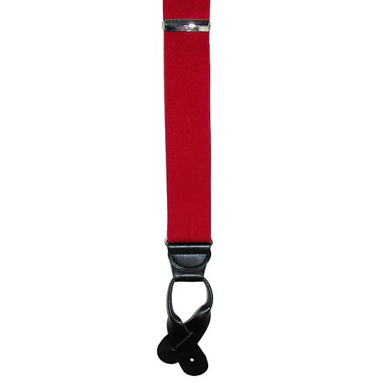 CTM Men's Elastic Button End Dress Suspenders with Silver Hardware