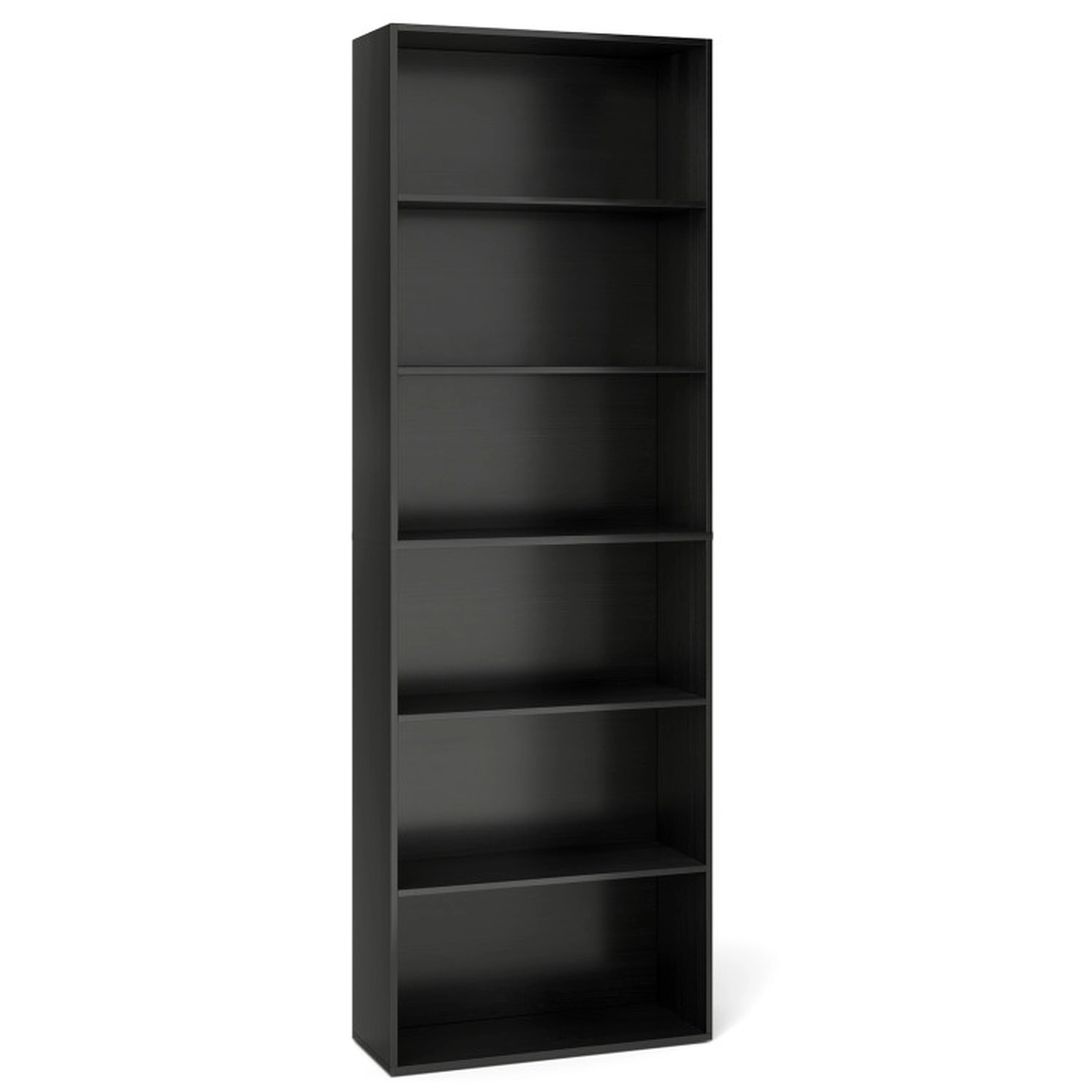 SUGIFT 6-Tier Bookcase with 6 Open Shelves 200-lb Total Capacity Anti-Toppling Kits Black
