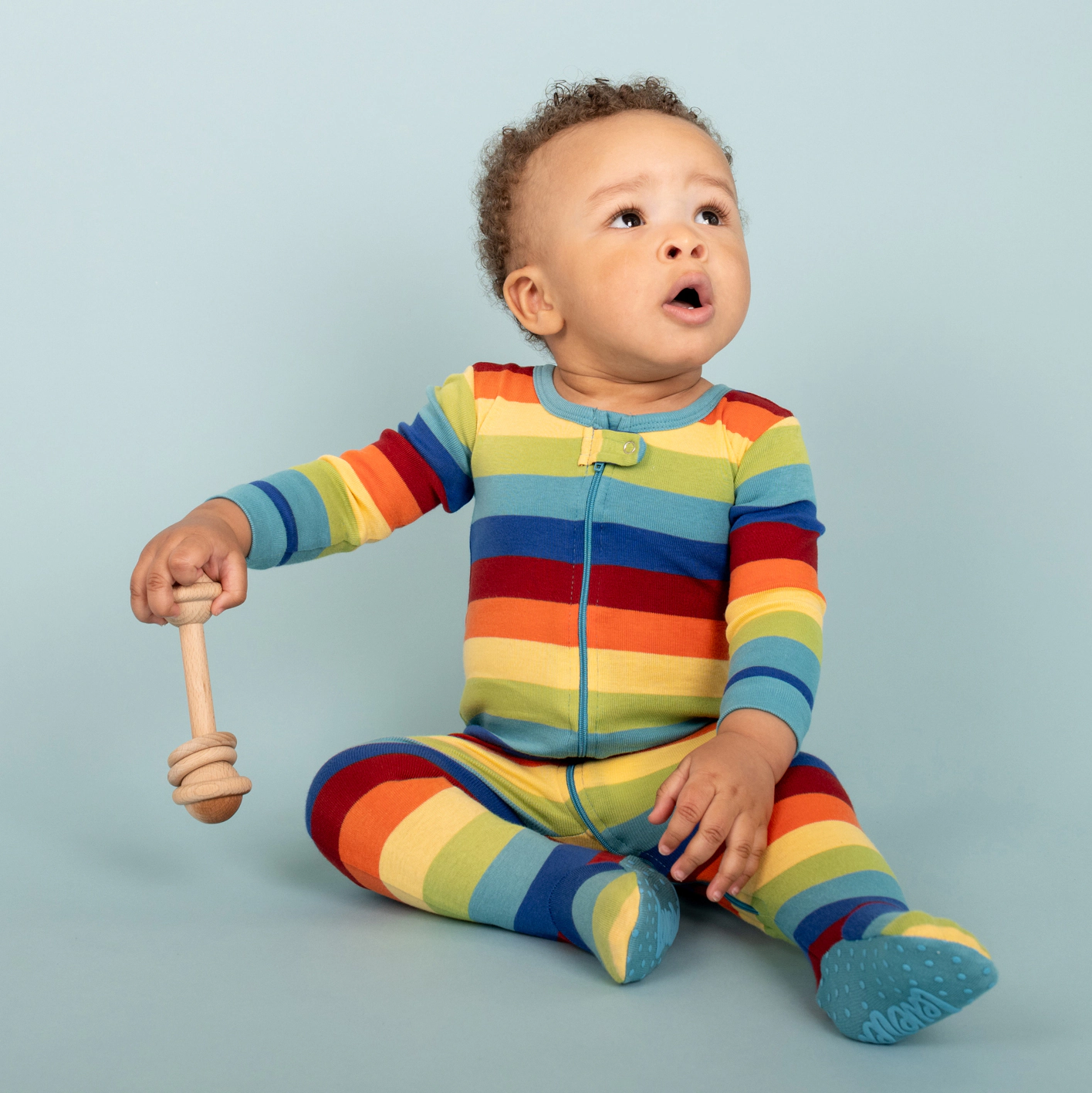 Leveret Baby/Toddler Colorful Rainbow Stripes Cotton Footed Pajamas