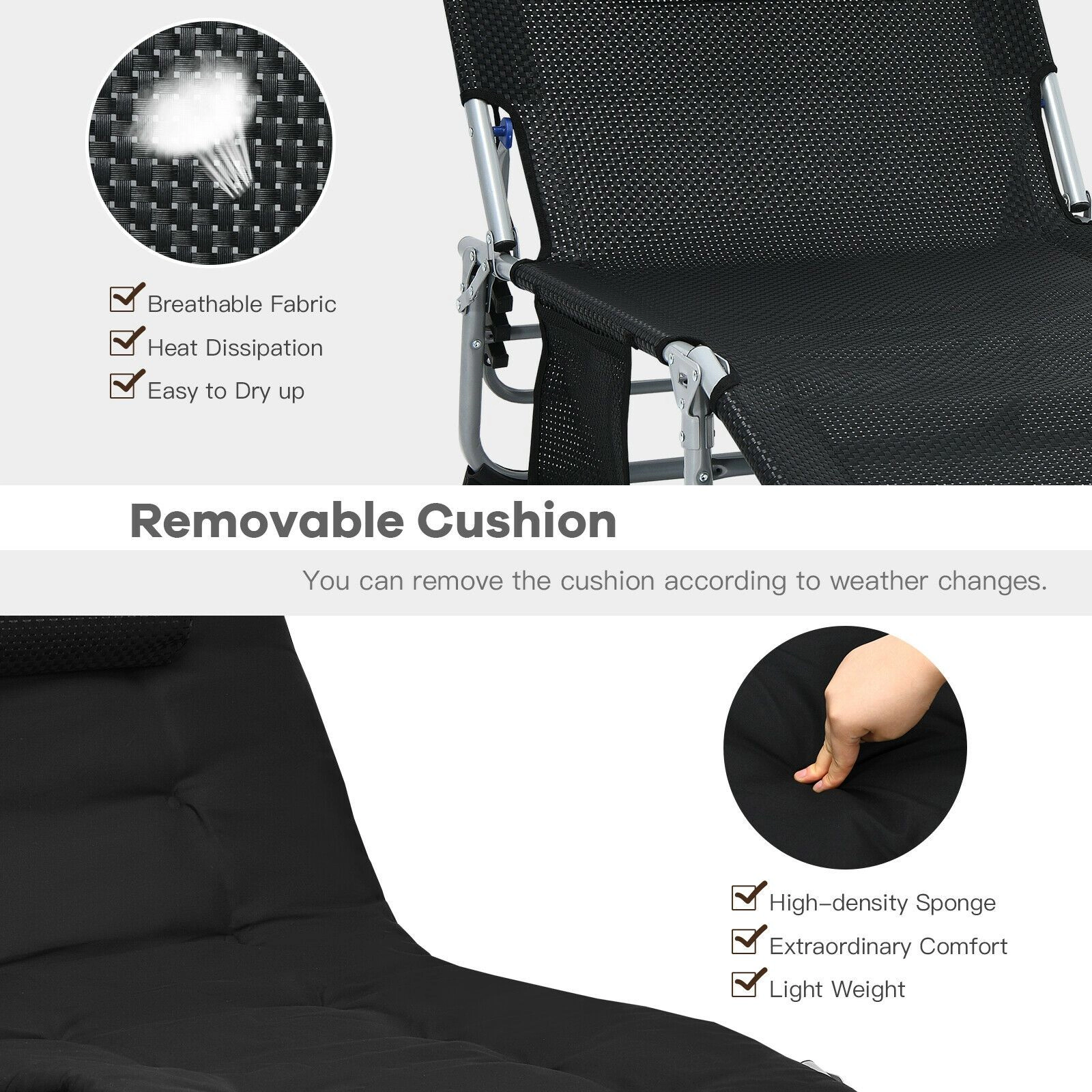 SlickBlue Unisex 4-Fold Oversize Padded Folding Lounge Chair