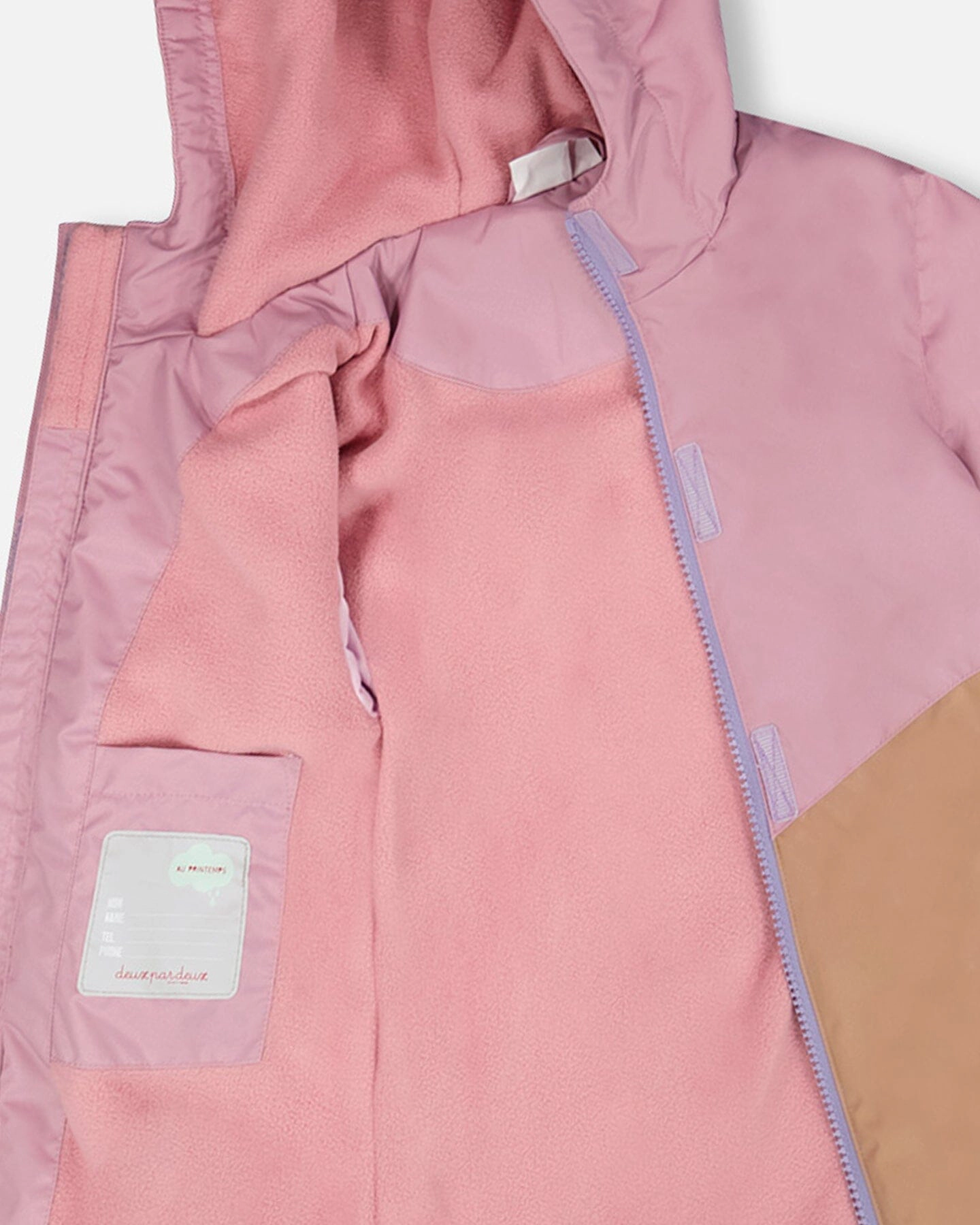 Deux par Deux Girls Recycled Polyester Mid-Season Waterproof Jacket with Zippered Pockets