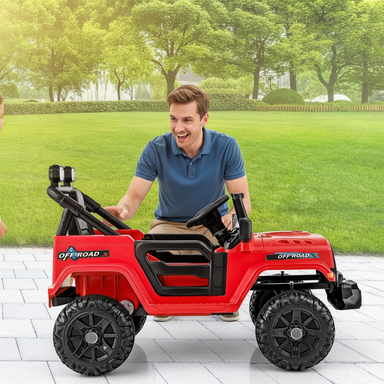 12V Kids Ride on Truck Parent Remote 3 Speeds Openable Doors LED Headlights Safety Belt Music Ages 3+ 66-lb Capacity
