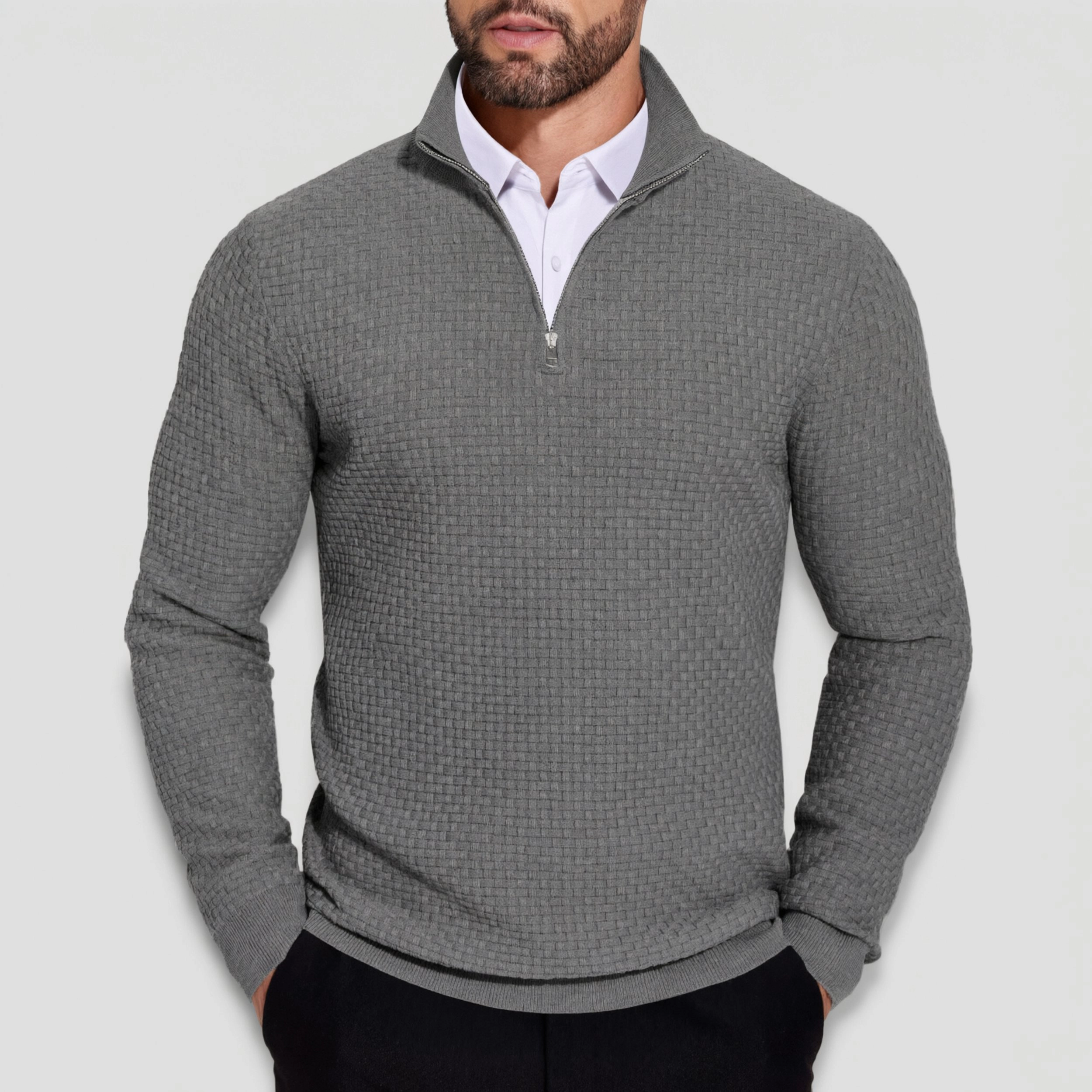 COOFANDY Men's Regular Fit Quarter Zip Pullover Sweater
