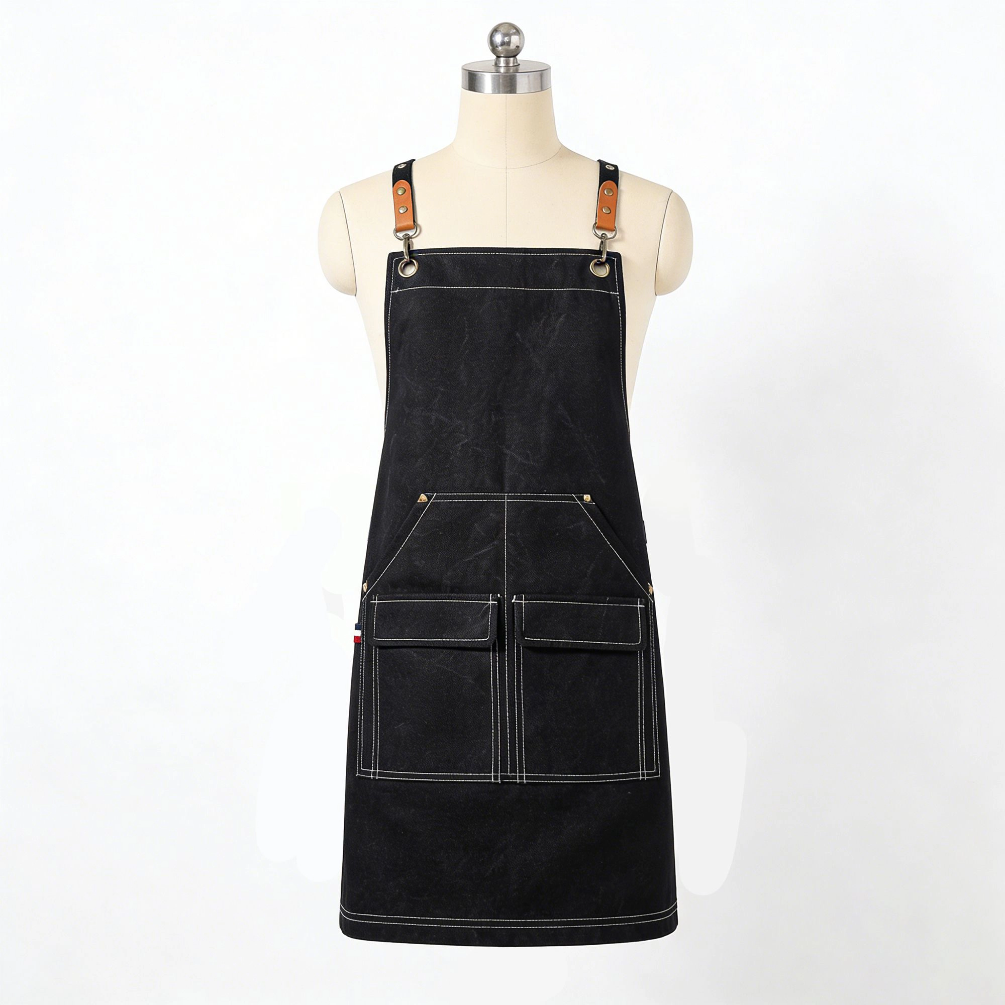 Alilang Women Cotton Kitchen Apron with Adjustable Cross Back Straps Multi Pocket Cooking