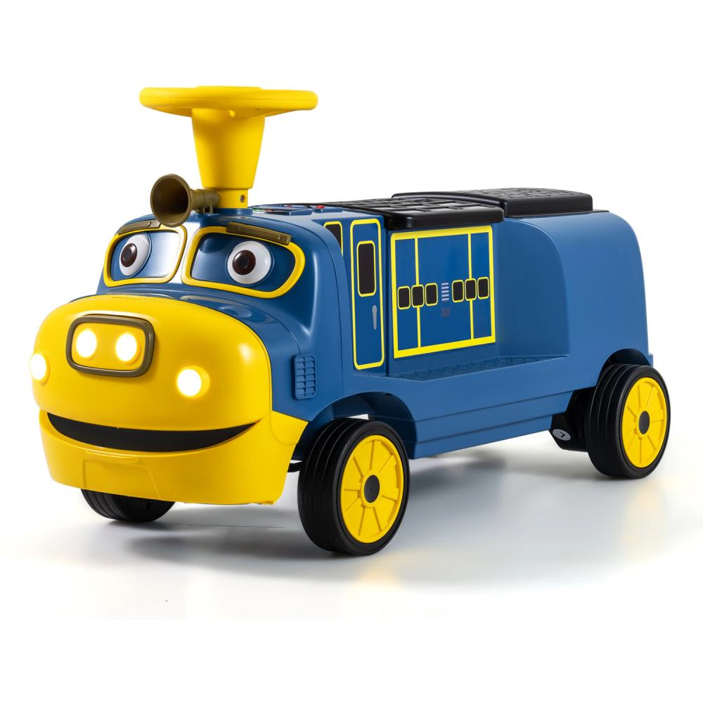 Hivvago 12V 2-Seater Kids Ride on Train with Height Adjustable Seat and Music Licensed Chuggington