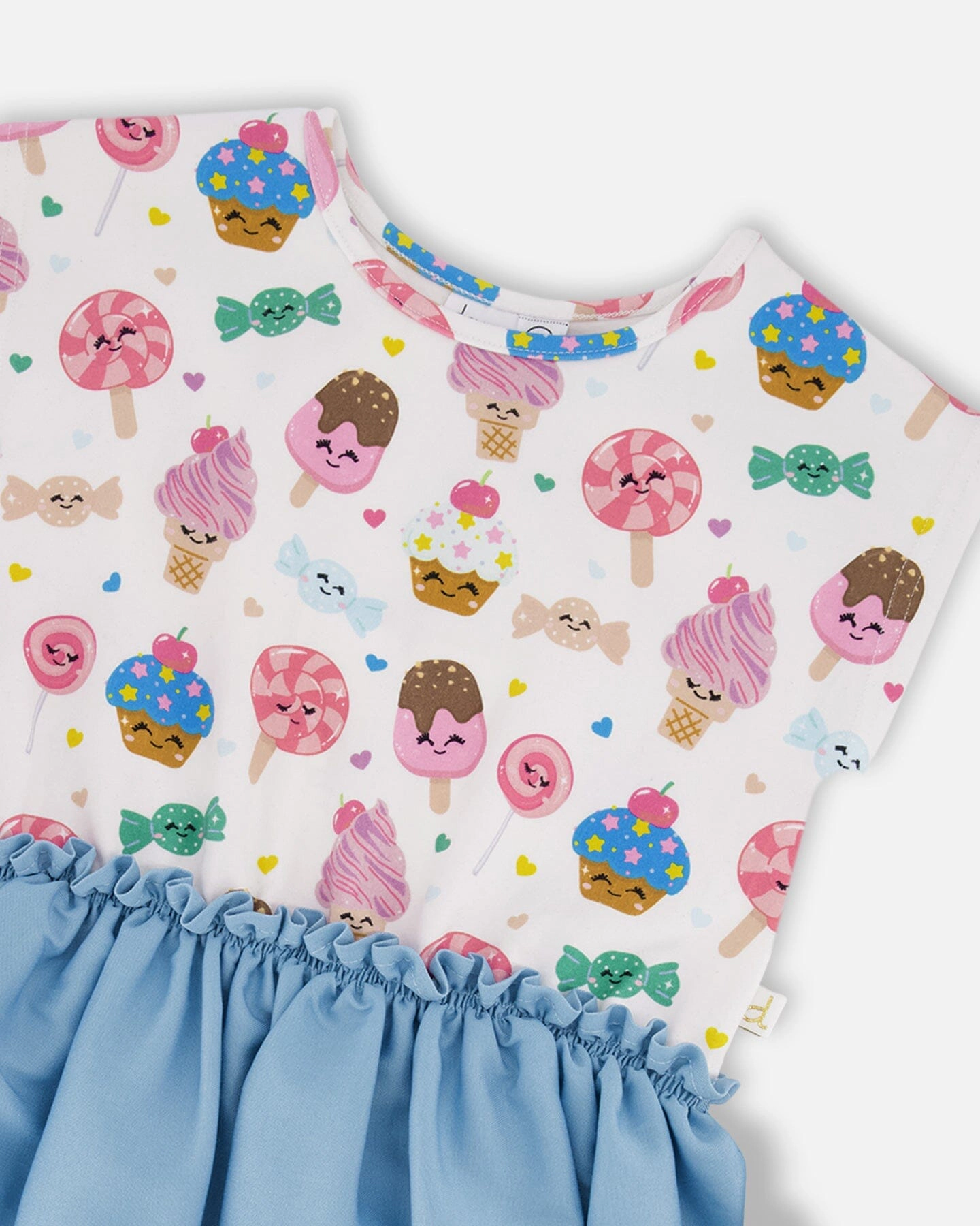 Deux par Girls Bi-Material Dress Candy Print