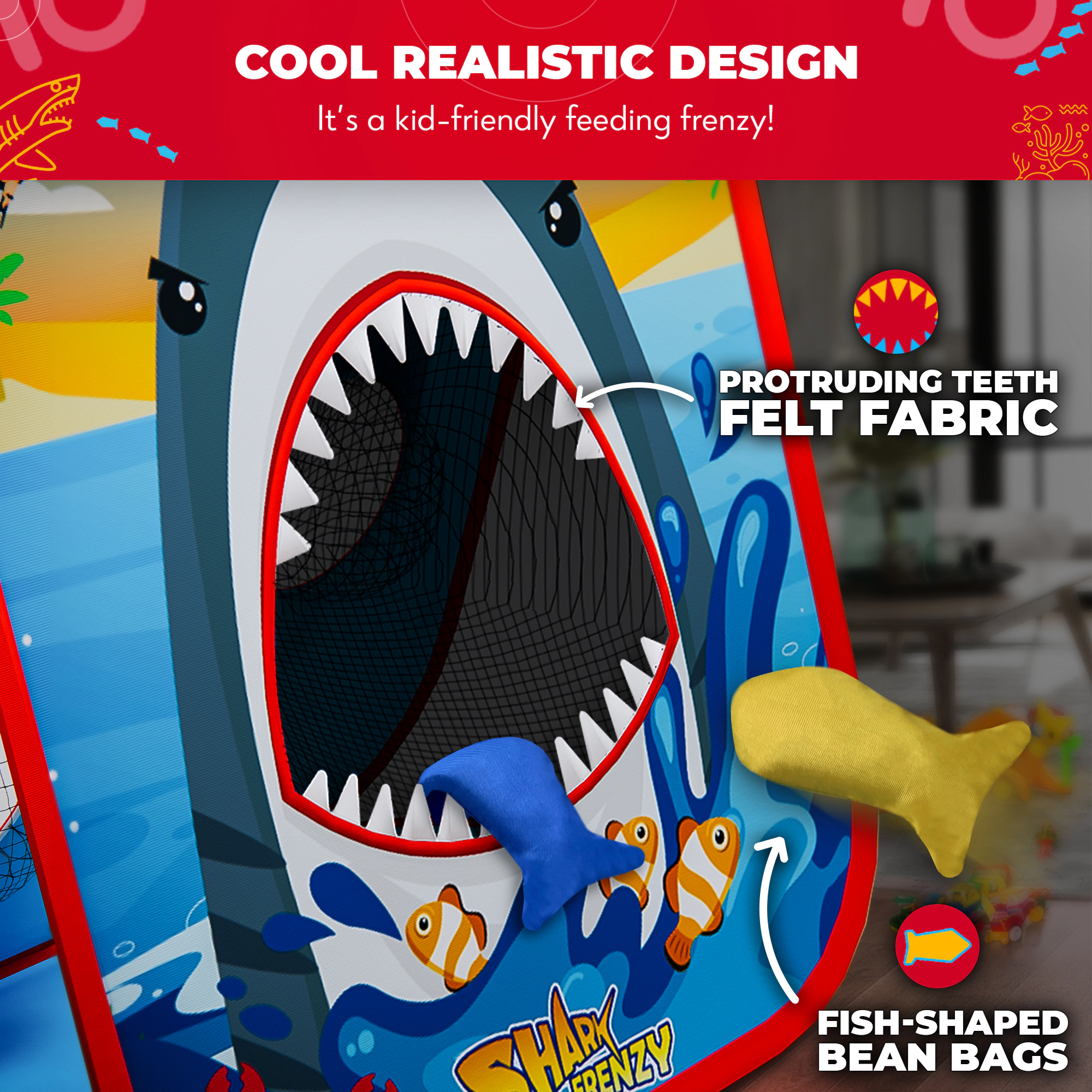 Swooc Games | Shark Frenzy™ | 2-In-1 Bean Bag Toss Game For Kids