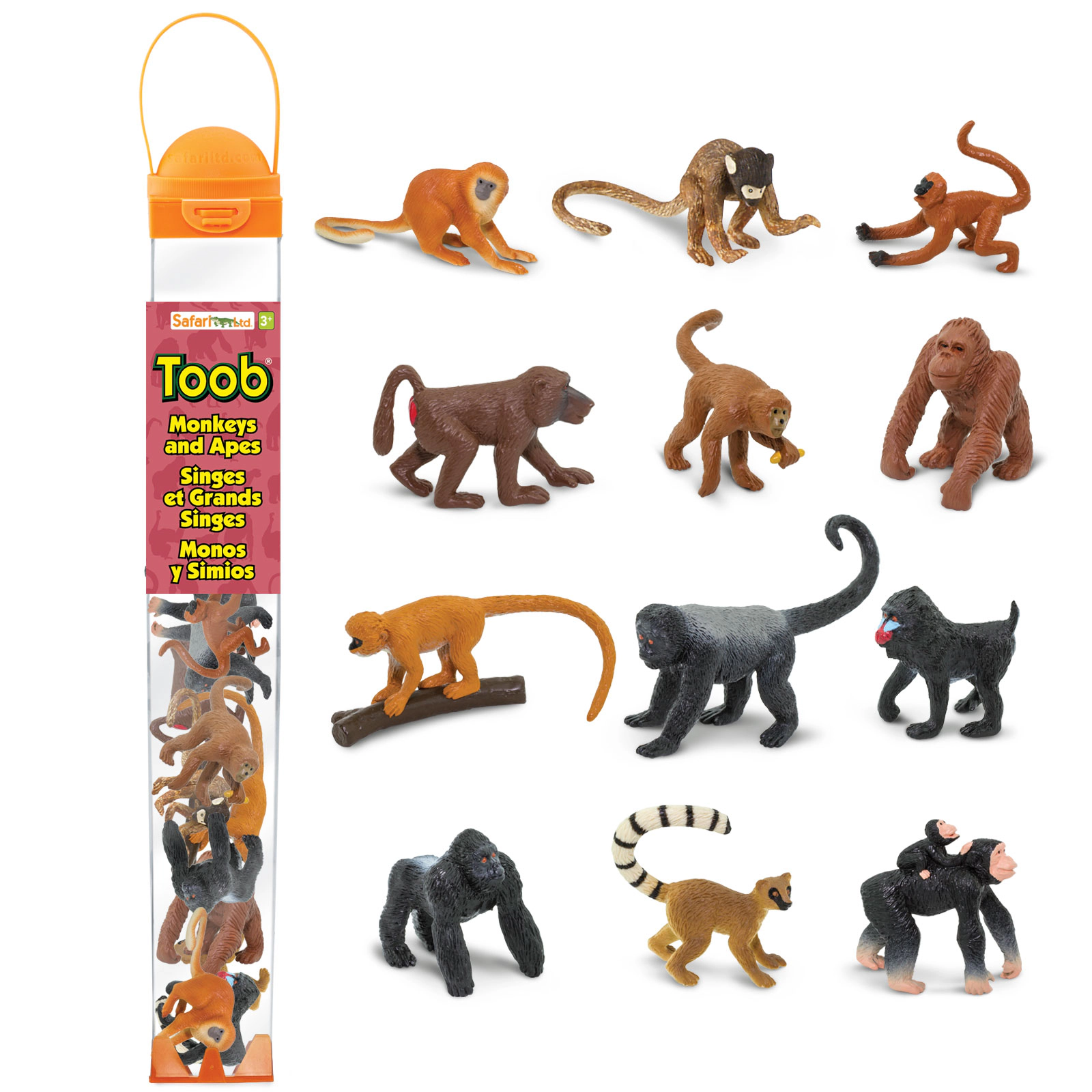 Safari Ltd. - Monkeys & Apes TOOB - contains 12 Mini Figurines