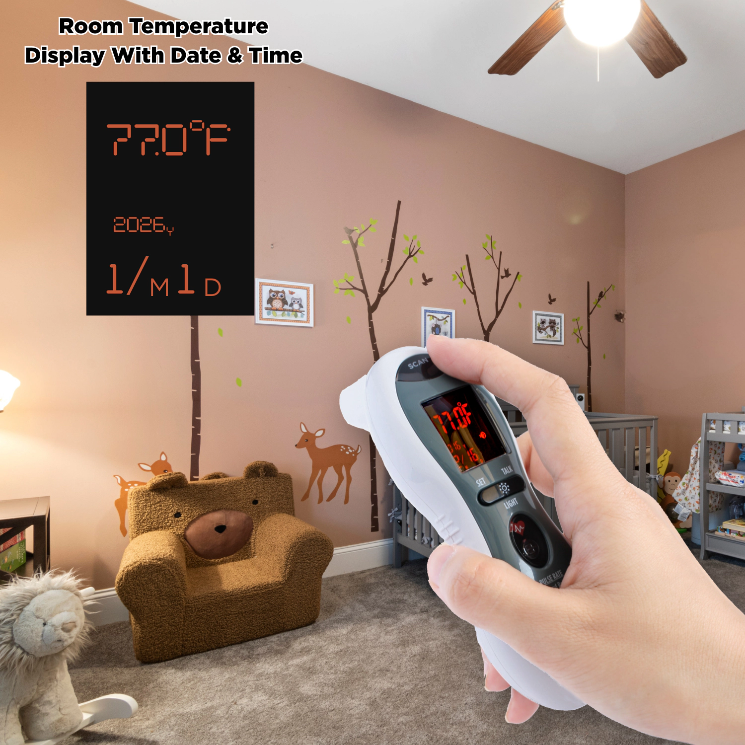MOBI DualScan Ultra Pulse Ear & Forehead Talking Thermometer + Pulse Rate Monitor