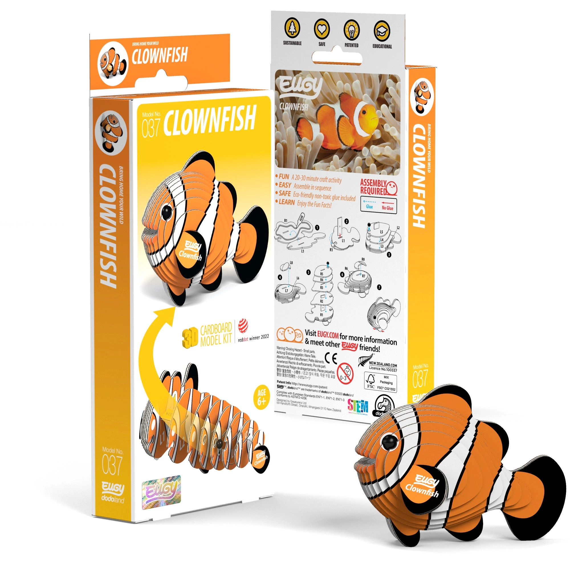 EUGY Clownfish 3D Puzzle - contains 16 puzzle pieces