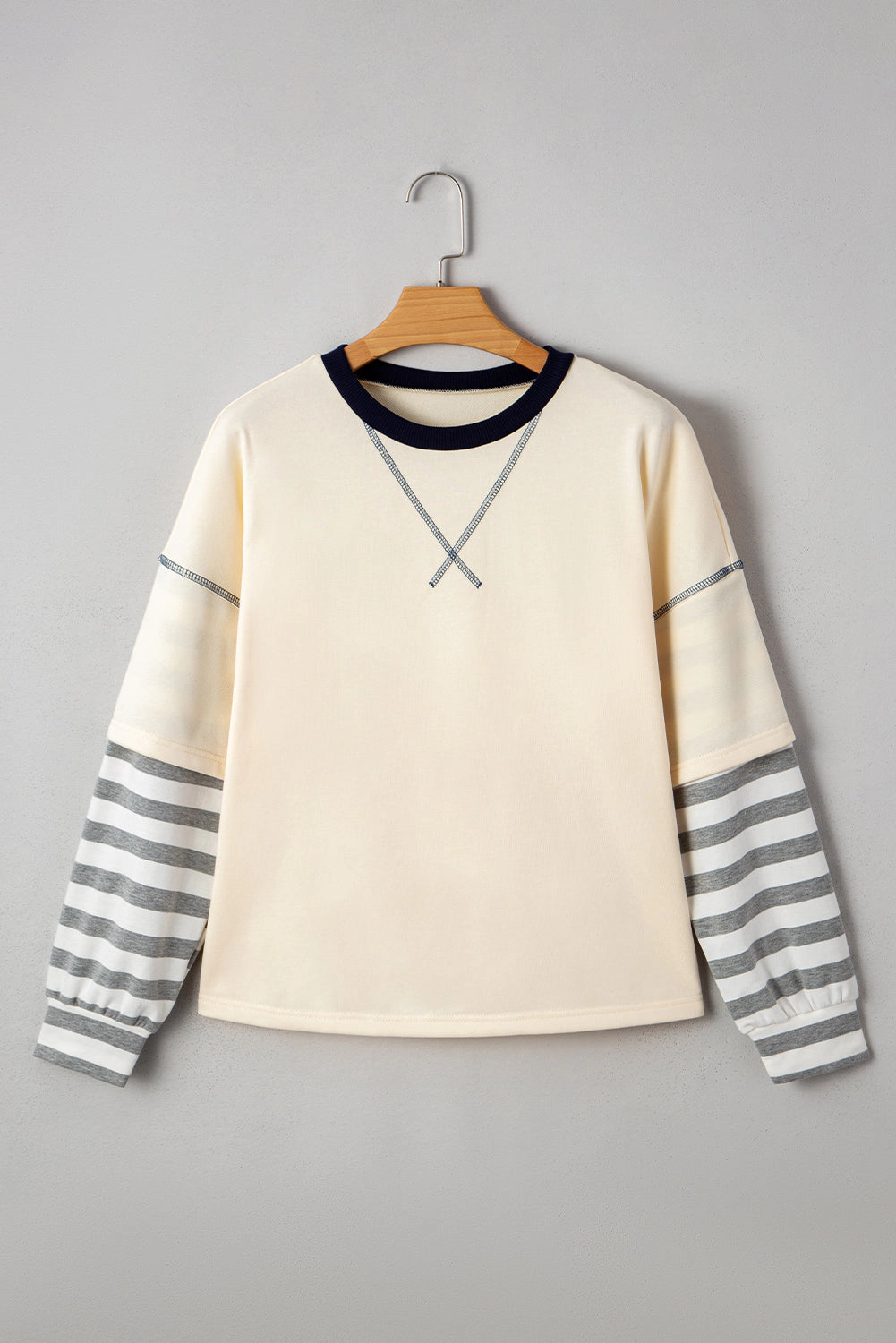 Threaded Pear Women's Ashley Striped Long Sleeve Two-in-one Top
